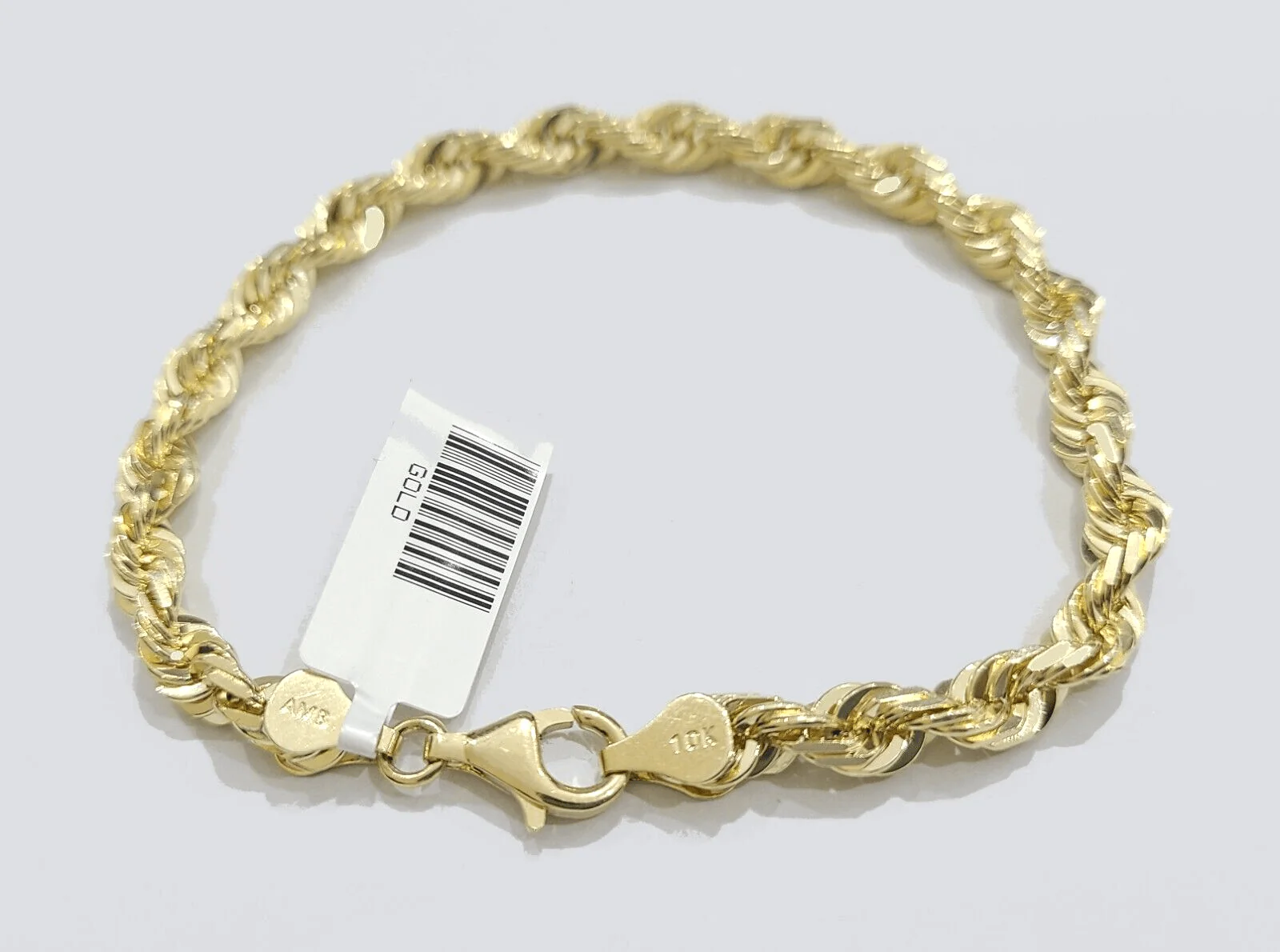 Real 10k Yellow Solid Gold 6mm Rope Bracelet 8'' inch 10kt Unisex - Image 4