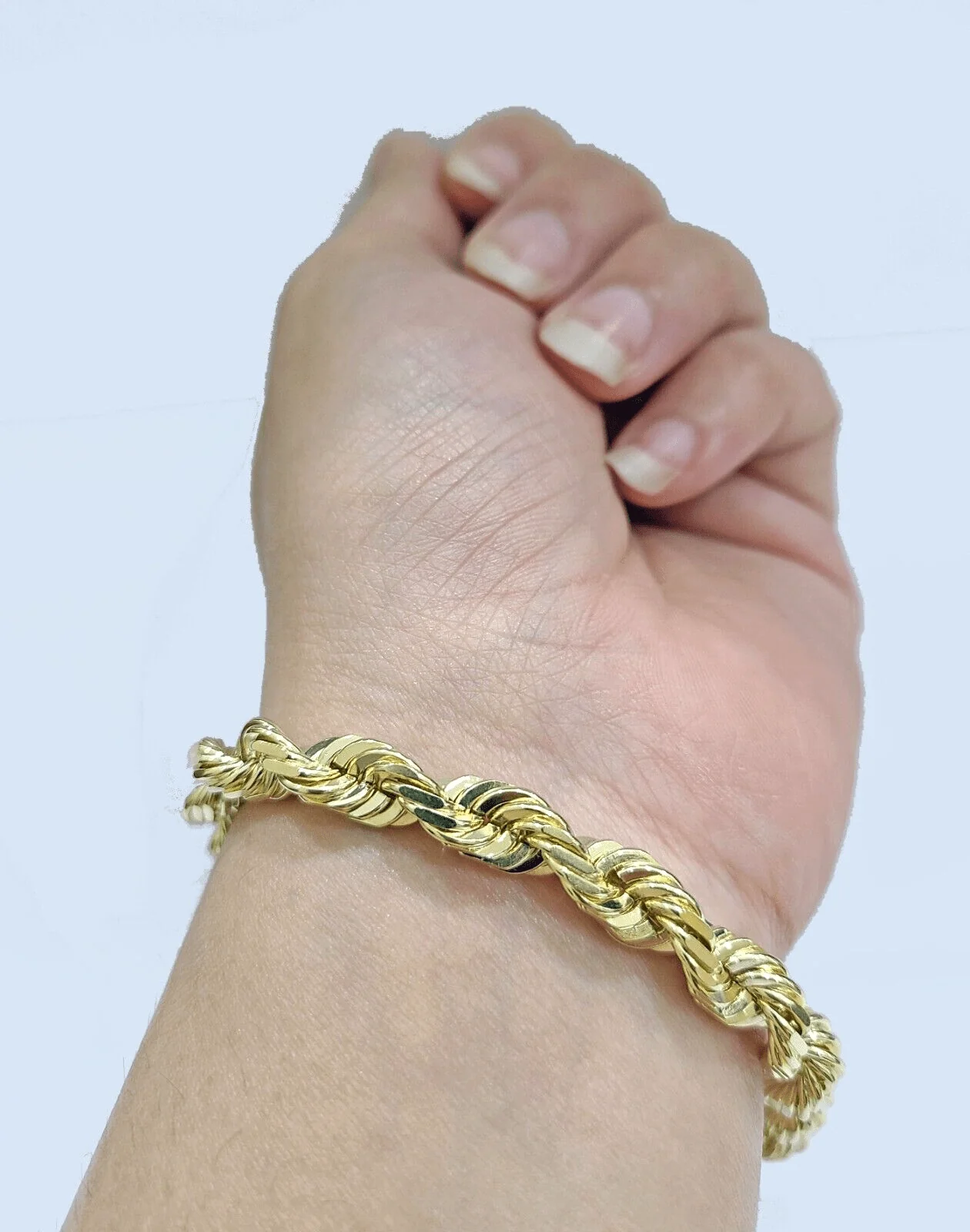 Real 10k Yellow Solid Gold 7mm Rope Bracelet 8'' inch 10kt Unisex - Image 4