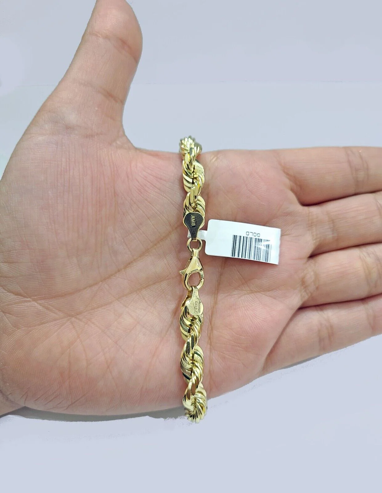 Real 10k Yellow Solid Gold 7mm Rope Bracelet 8'' inch 10kt Unisex - Image 5