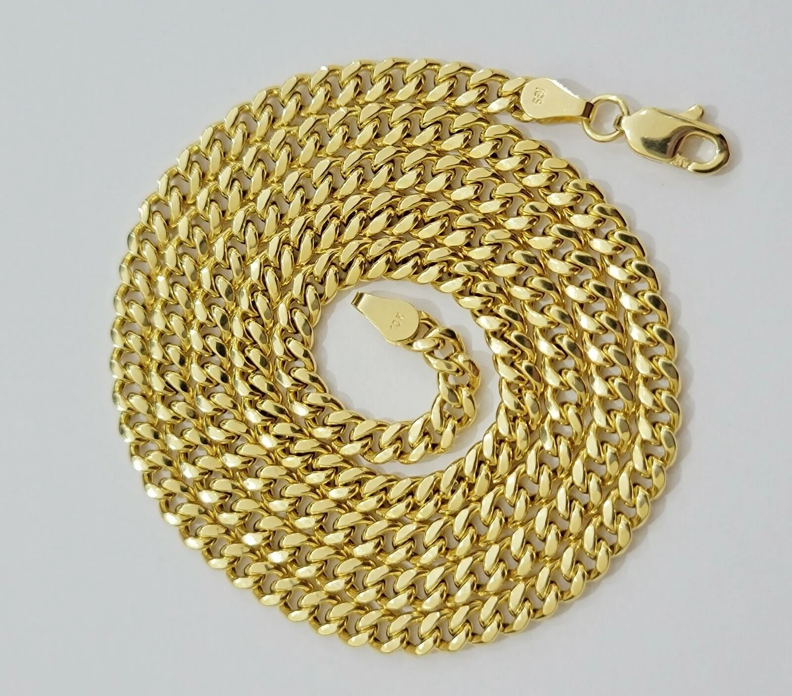 Real 10kt Gold Cuban Link Chain Pendant Set 22" 3.5mm Necklace World Map Charm - Image 10