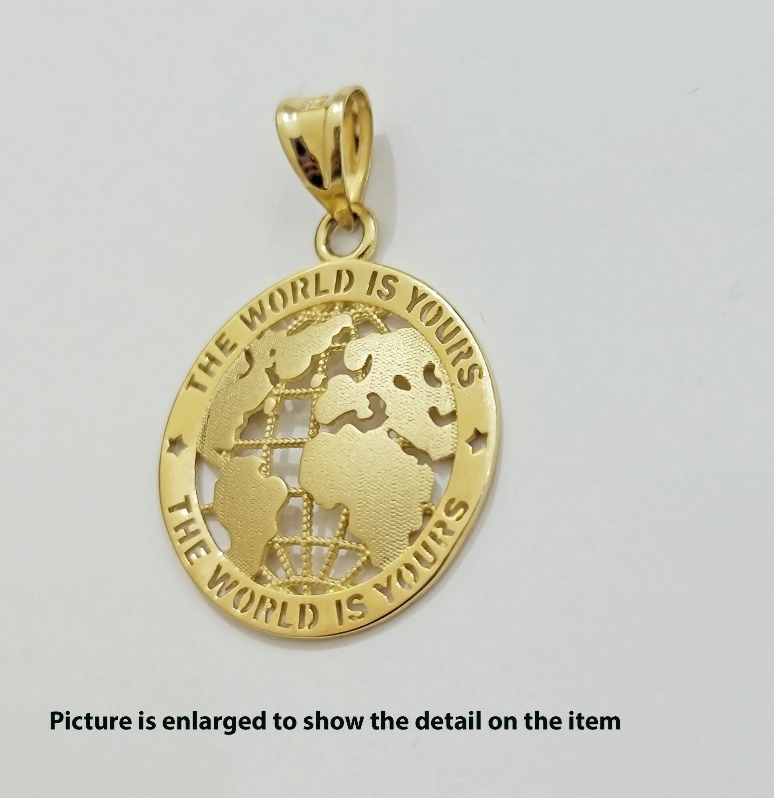 Real 10kt Gold Cuban Link Chain Pendant Set 26" 3.5mm Necklace World Map Charm - Image 6