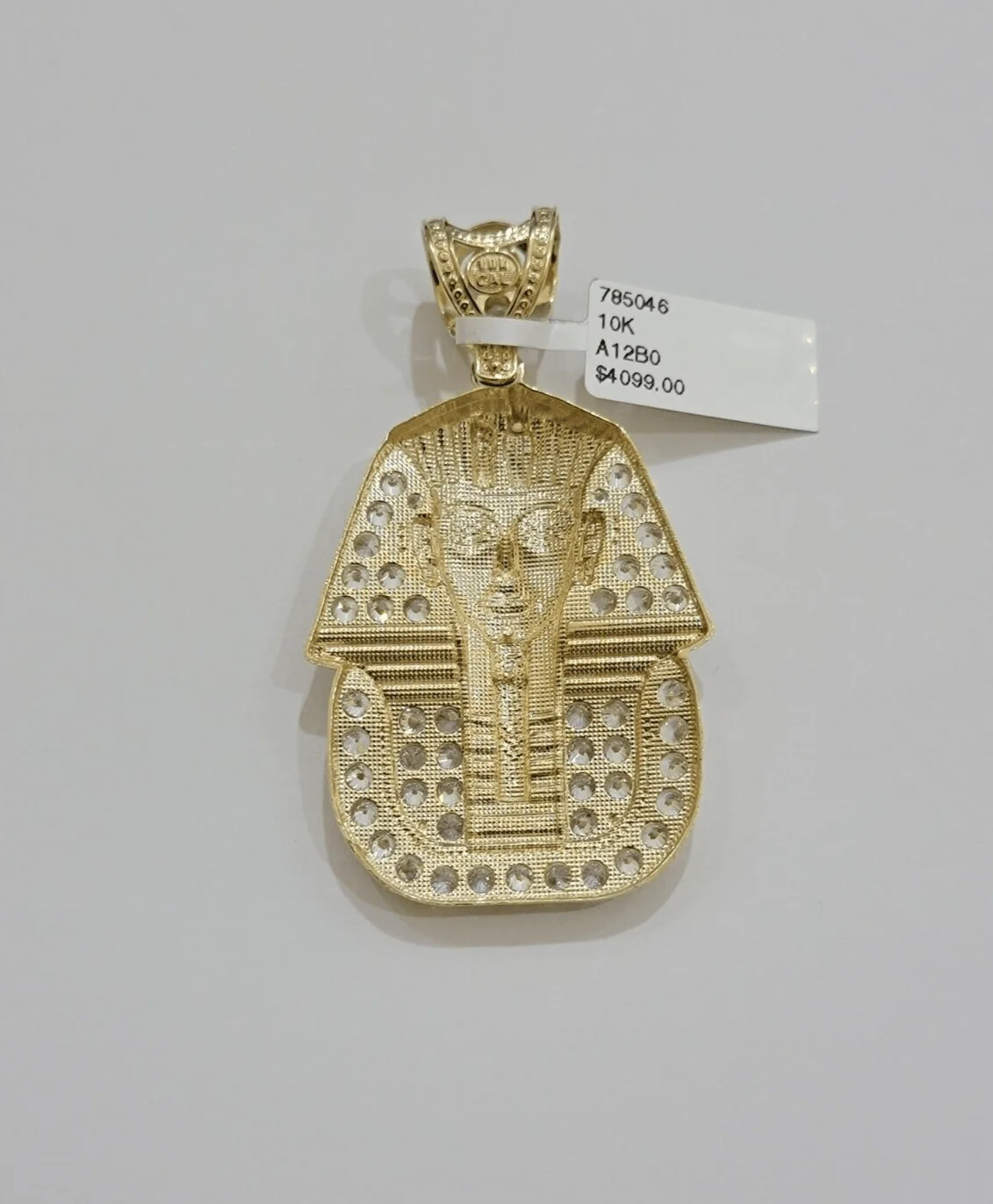 Real 10kt Pharoah Charm Pendant CZ 10k Yellow Gold For Chain Necklace 2.2'' SALE - Image 6