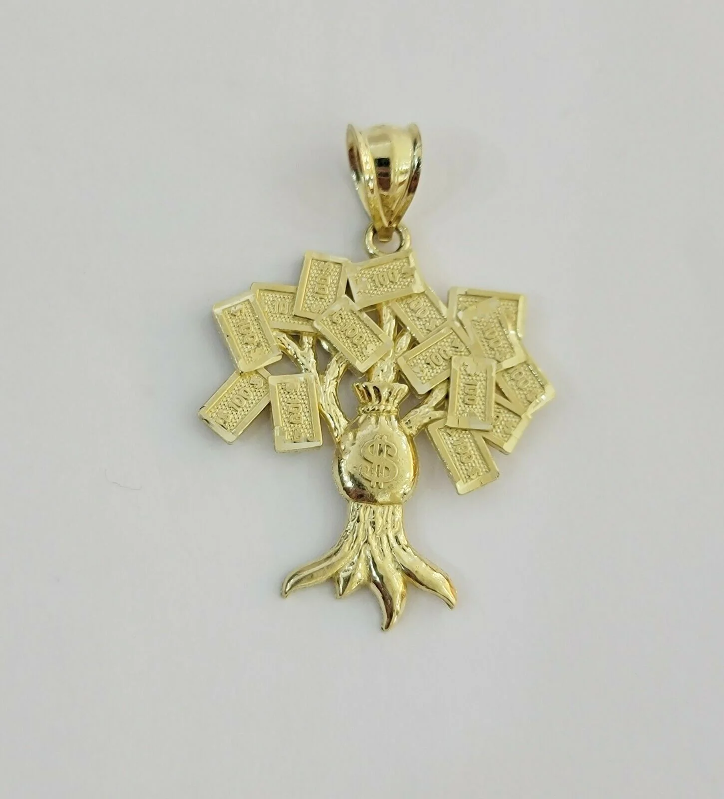 REAL 10kt Rope Necklace 24" With 10k Yellow Gold Pendant Money Tree Charm,UNIQUE - Image 9
