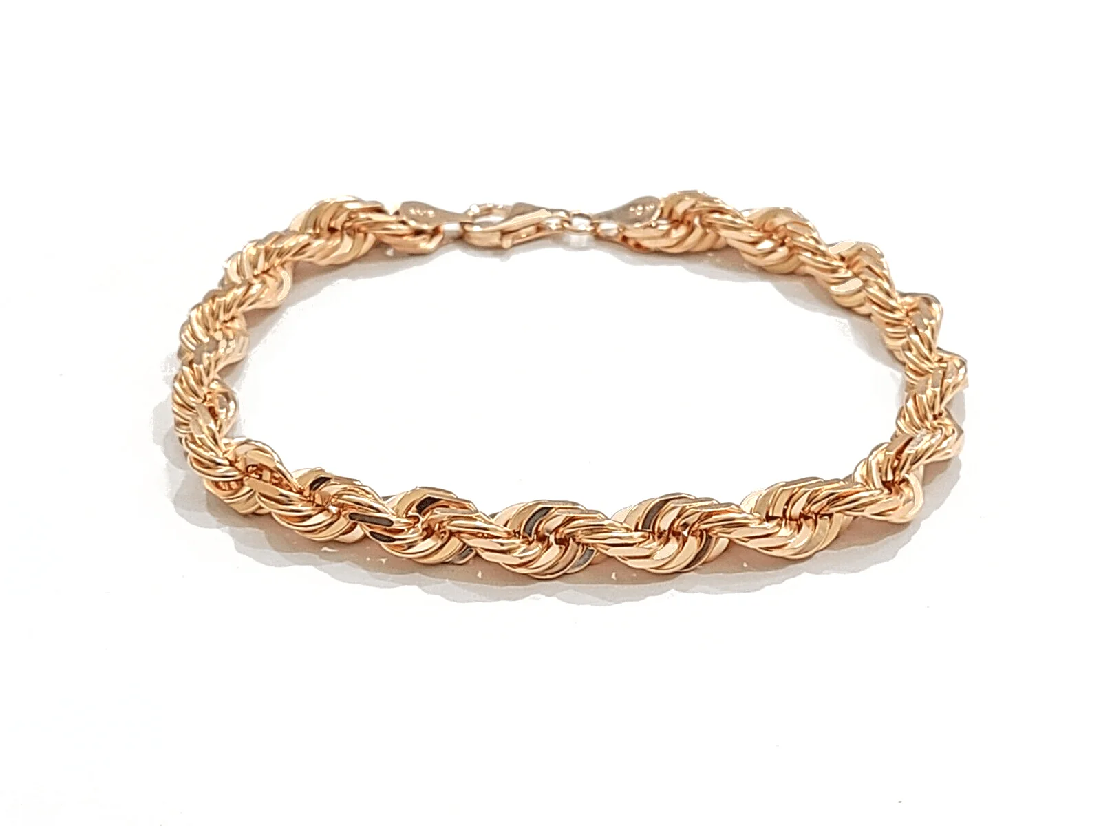 Real 10kt Solid Rose Gold Rope Bracelet Unisex 8.5'' Inches 7mm - Image 2