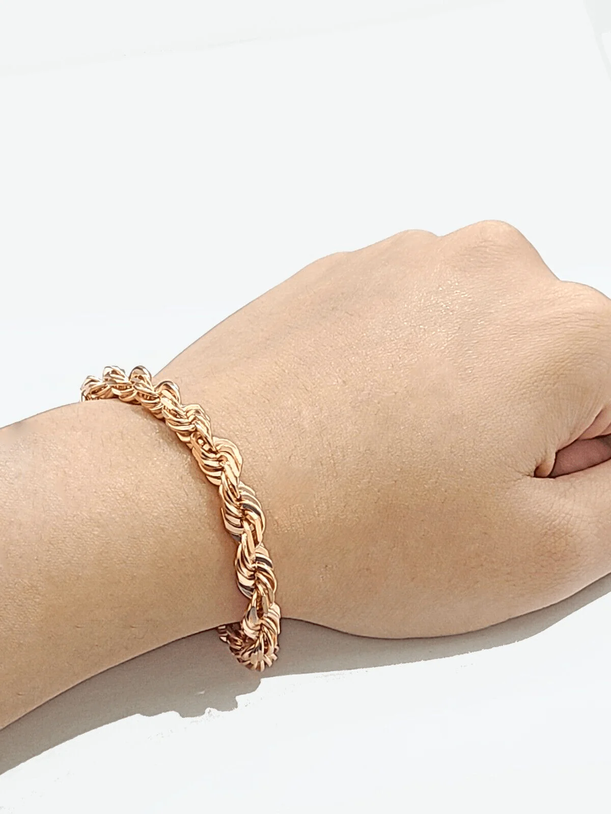 Real 10kt Solid Rose Gold Rope Bracelet Unisex 8.5'' Inches 7mm - Image 5