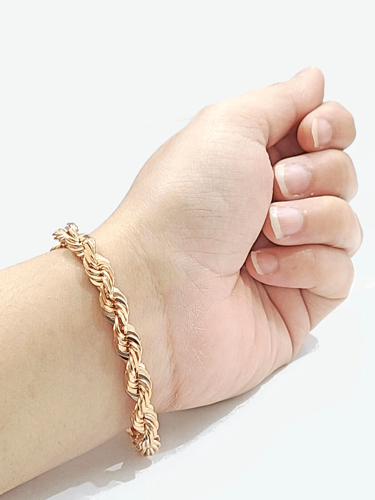Real 10kt Solid Rose Gold Rope Bracelet Unisex 8.5'' Inches 7mm - Image 6