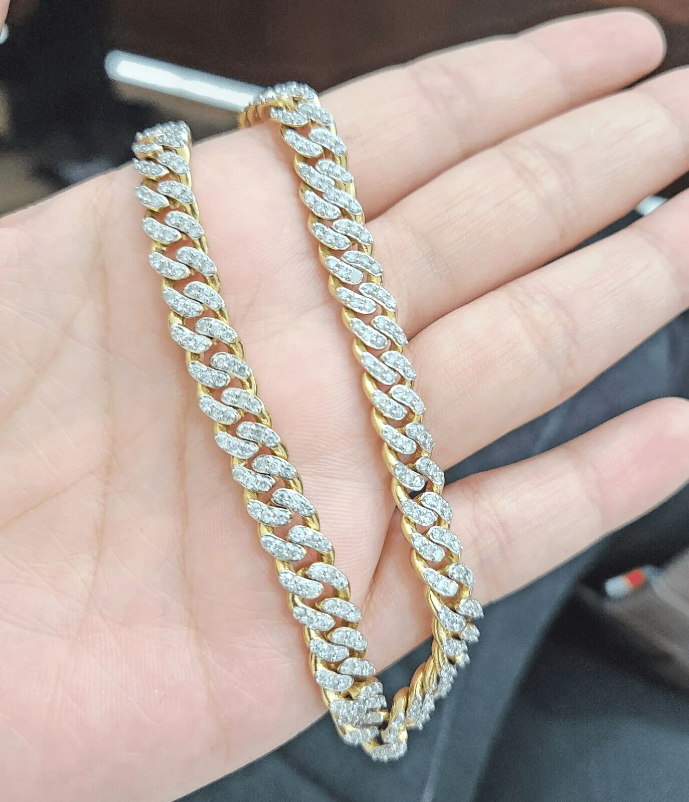 Real 10kt Solid Yellow Gold Miami Cuban Diamond Bracelet Unisex 9'' Inches 7mm - Image 3