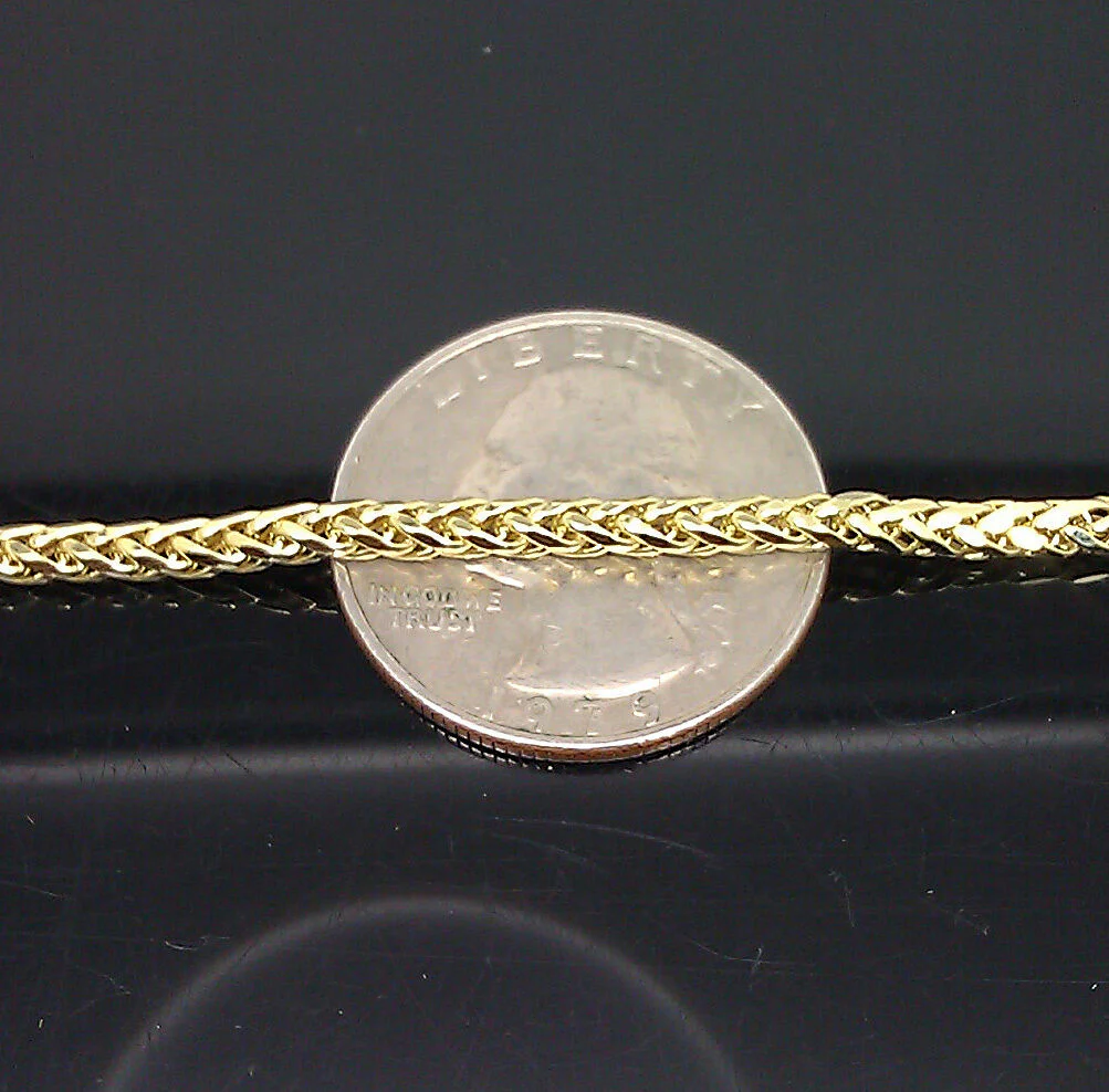 Real 10kt Yellow Gold 24" Inch Palm Chain Necklace 3mm Men women Lobster Lock - Image 3