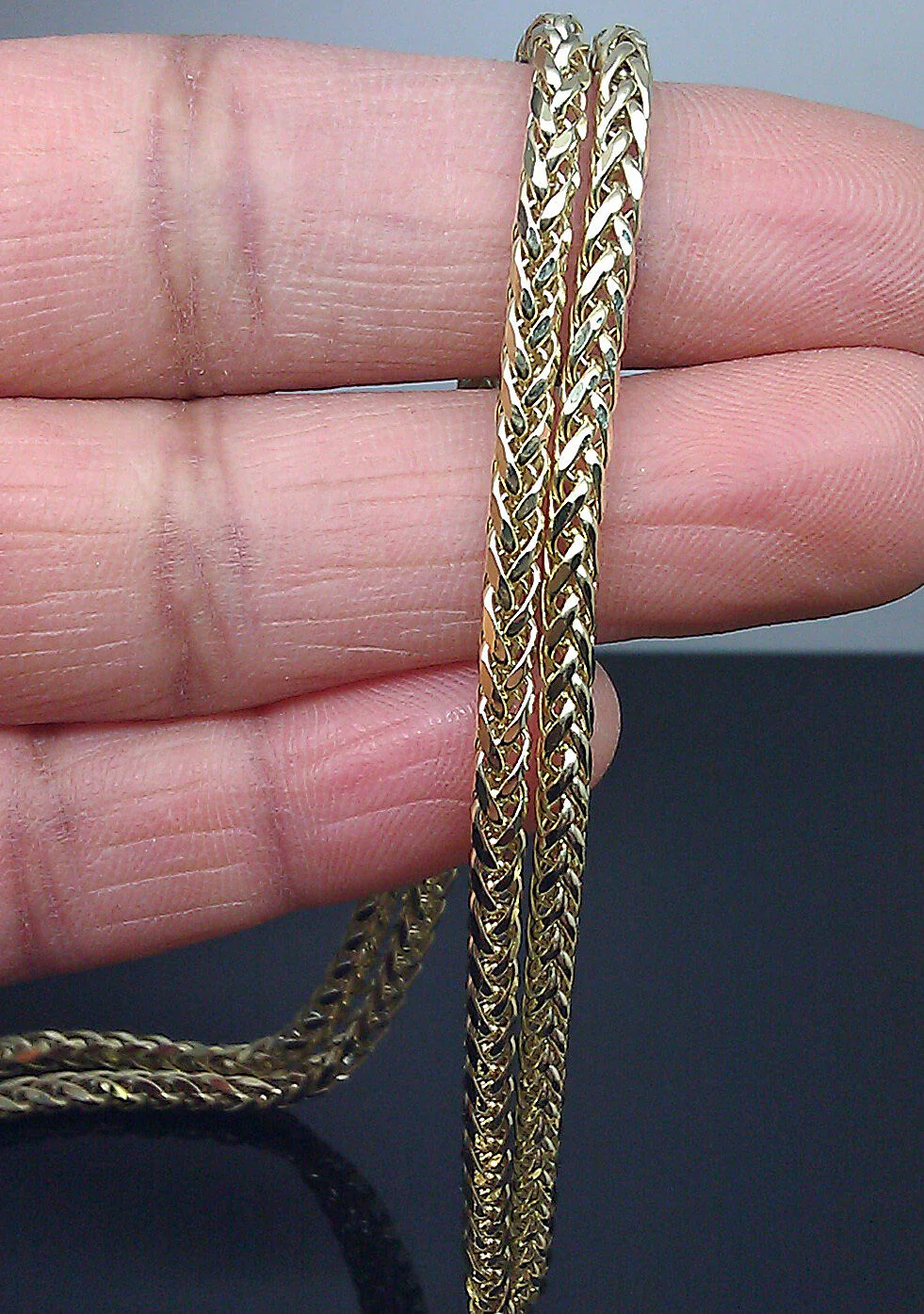Real 10kt Yellow Gold 24" Inch Palm Chain Necklace 3mm Men women Lobster Lock - Image 5
