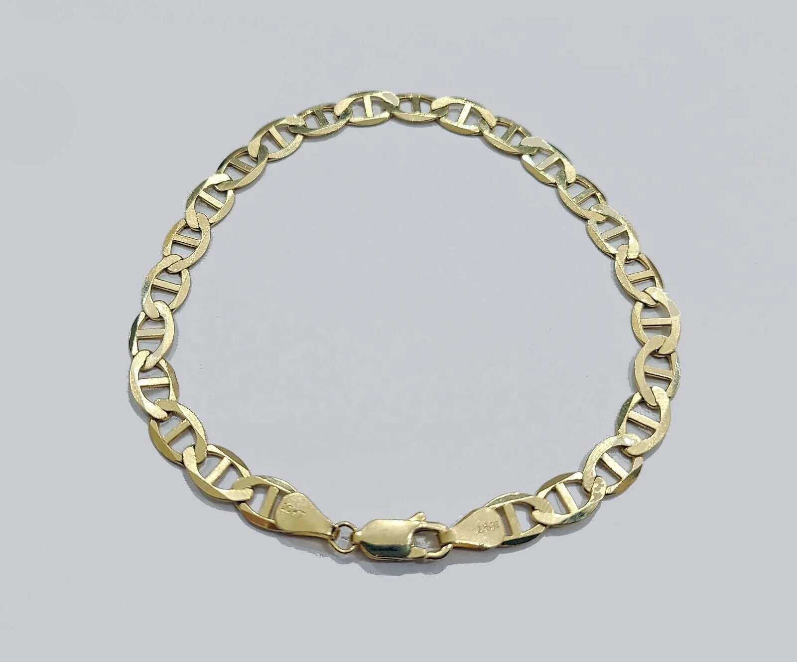 Real 10kt Yellow Gold Anchor Mariner Link Bracelet Unisex 8'' 6mm - Image 4