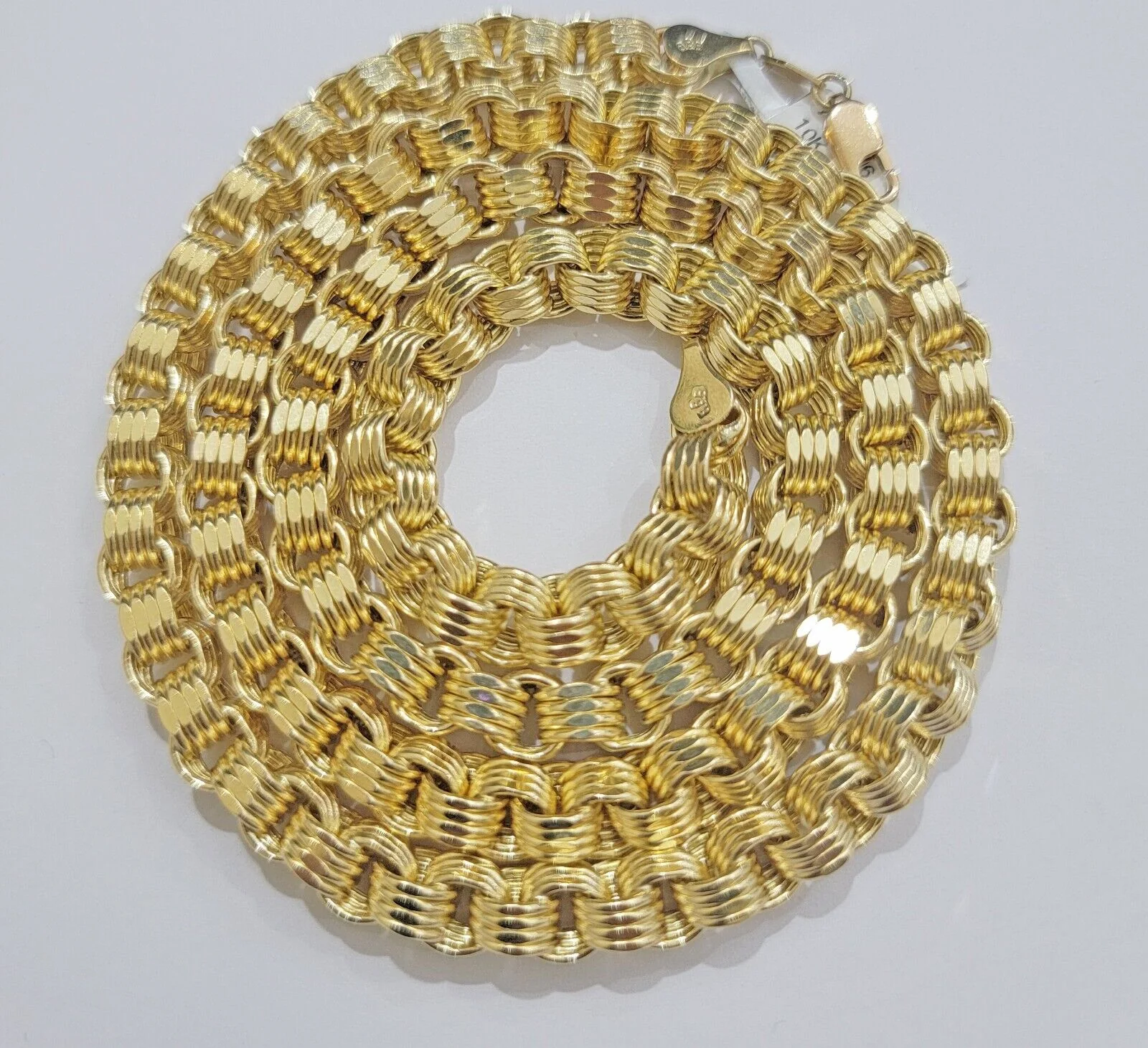 Real 10kt Yellow Gold Chain Pendant Byzantine Necklace Nugget Cross Charm SETS - Image 12