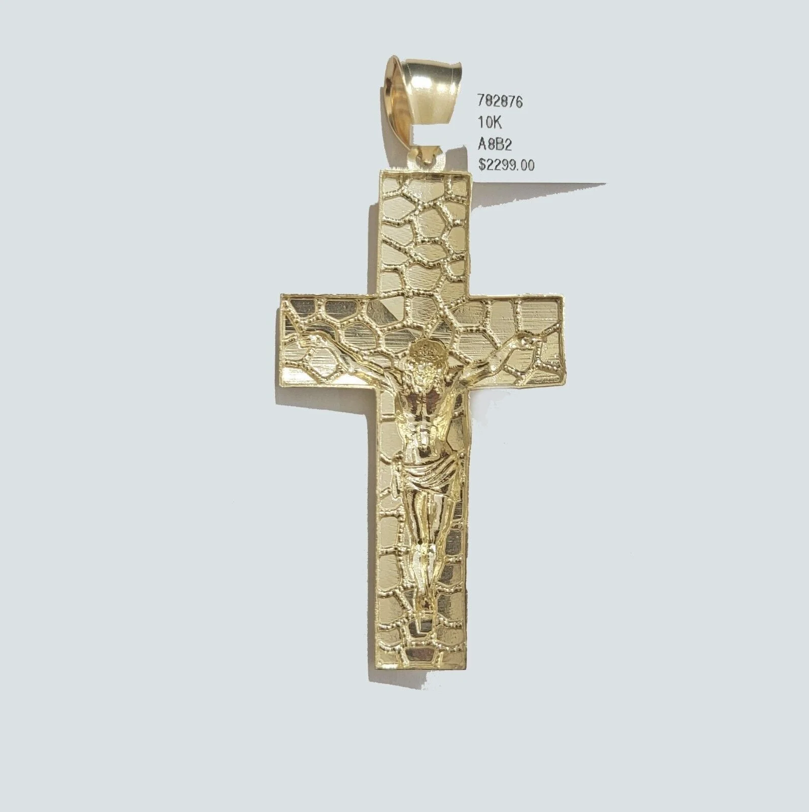 Real 10kt Yellow Gold Chain Pendant Byzantine Necklace Nugget Cross Charm SETS - Image 2
