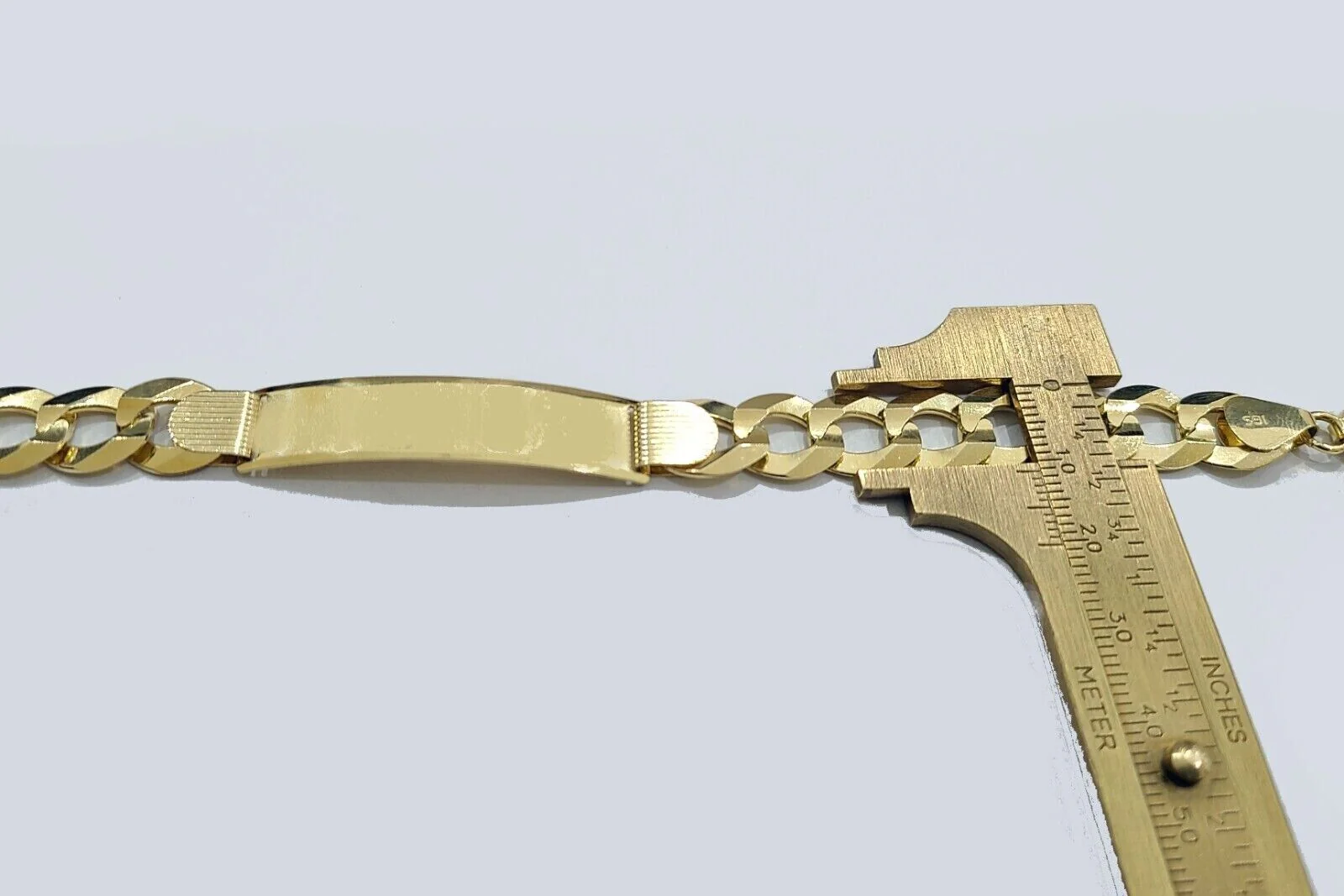 Real 10kt Yellow Gold Cuban Link ID Bracelet Unisex 8.5'' 11mm - Image 6