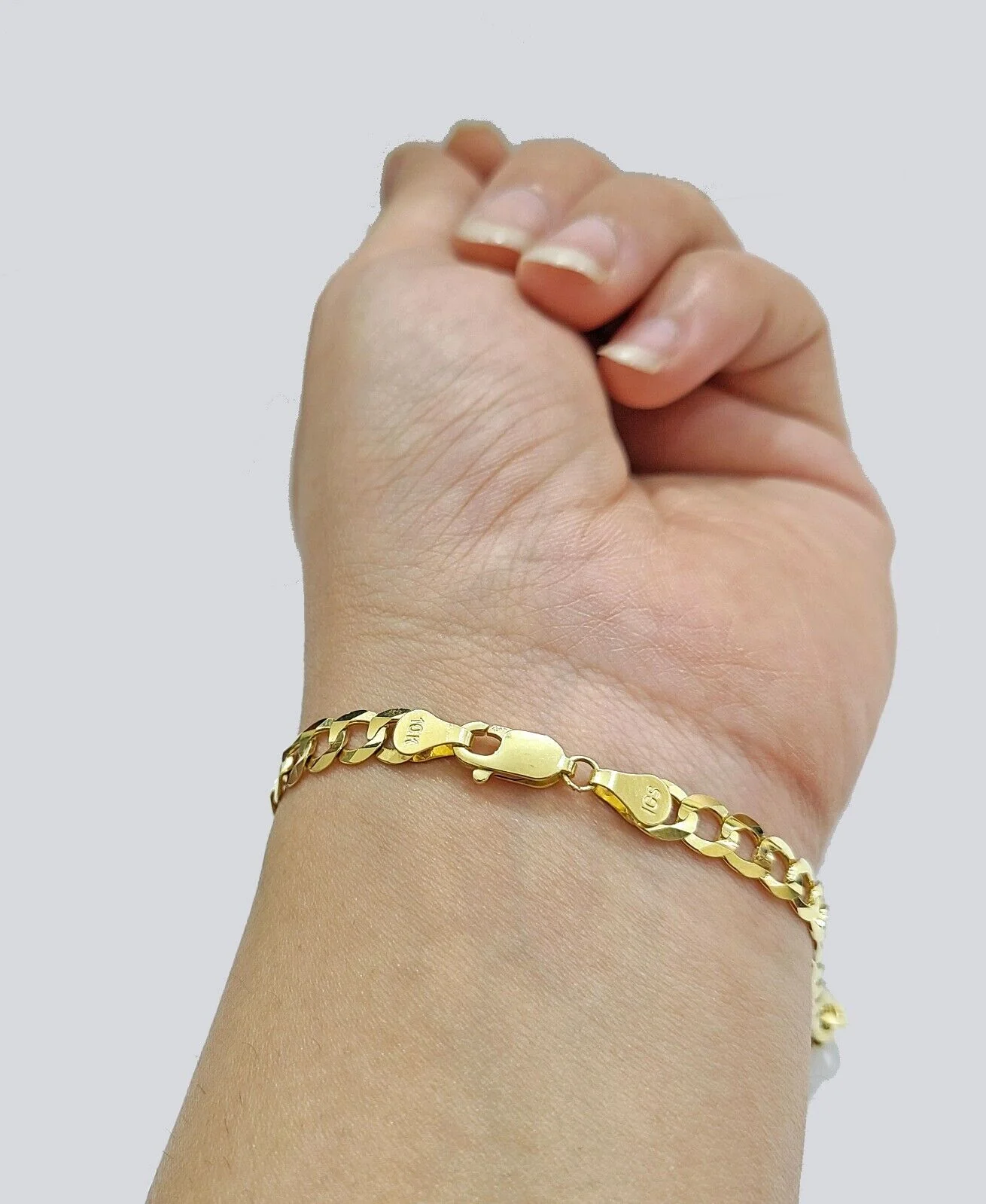 Real 10kt Yellow Gold Cuban Link ID Bracelet Unisex 8'' 6mm - Image 3
