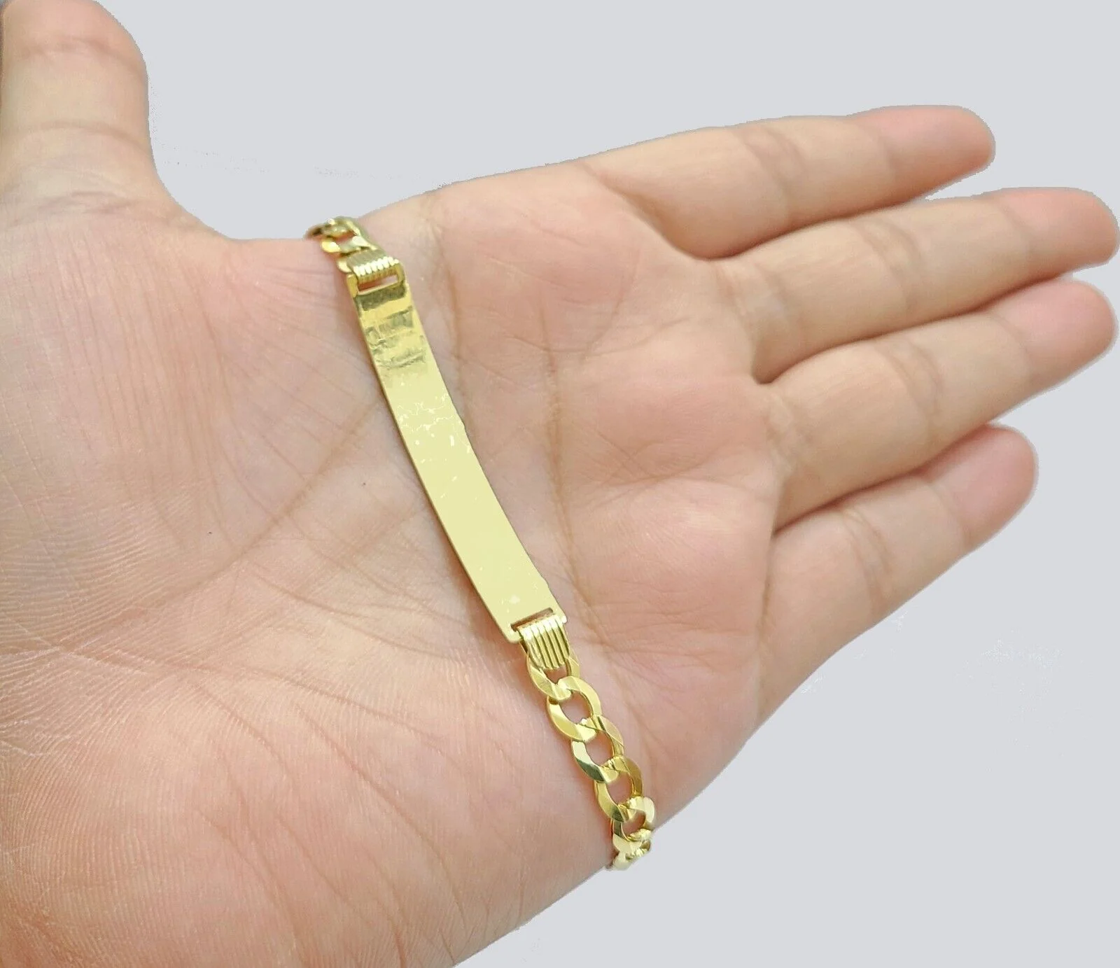 Real 10kt Yellow Gold Cuban Link ID Bracelet Unisex 8'' 6mm - Image 4