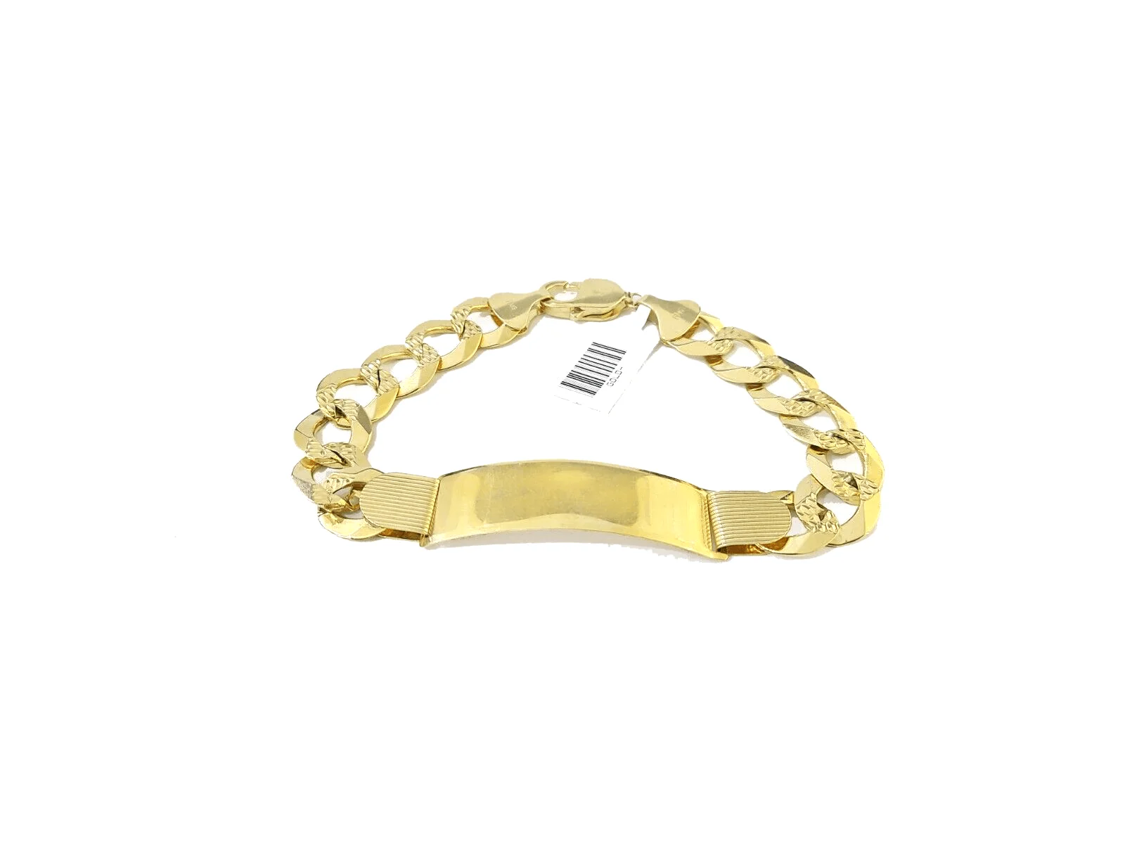 Real 10kt Yellow Gold Cuban Link ID Bracelet Unisex 9'' 13mm Unisex - Image 2