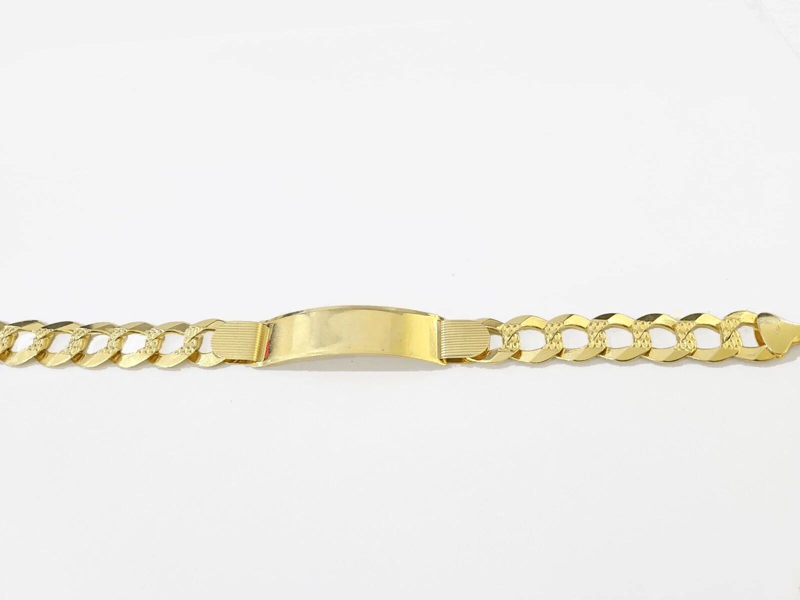Real 10kt Yellow Gold Cuban Link ID Bracelet Unisex 9'' 13mm Unisex - Image 3