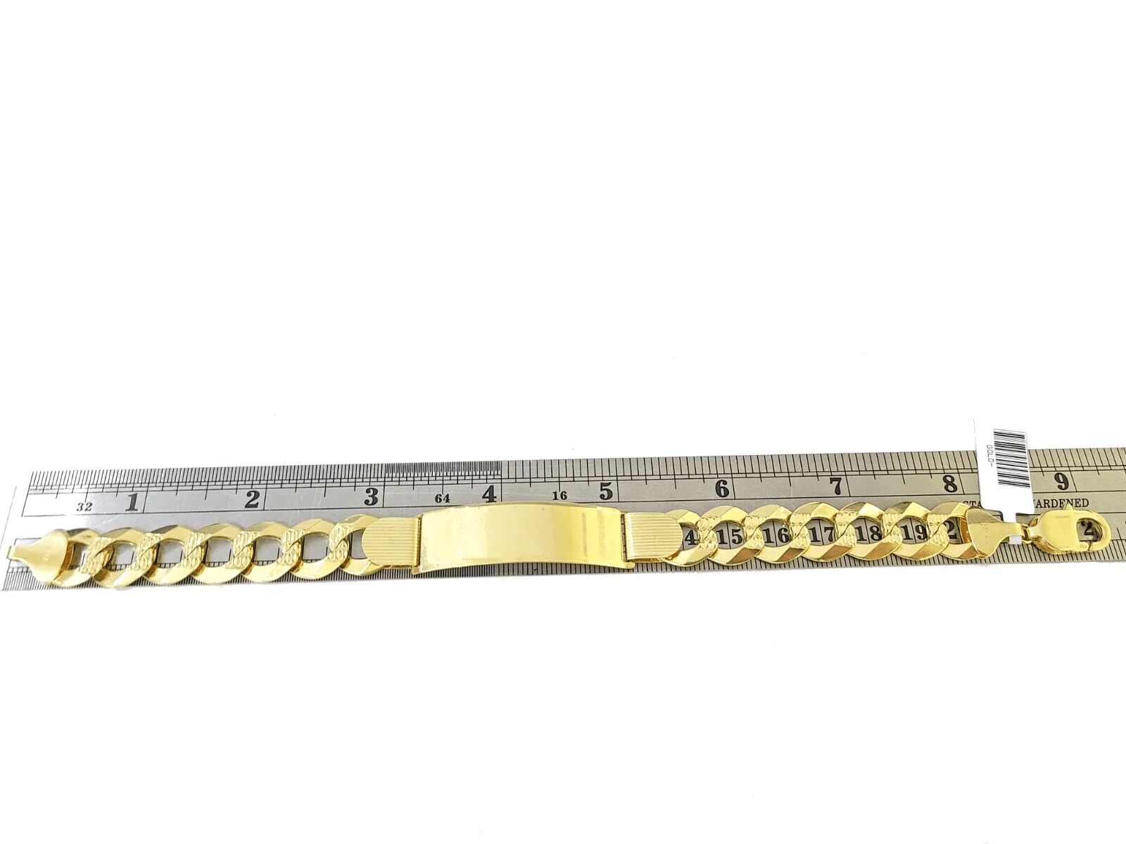 Real 10kt Yellow Gold Cuban Link ID Bracelet Unisex 9'' 13mm Unisex - Image 6