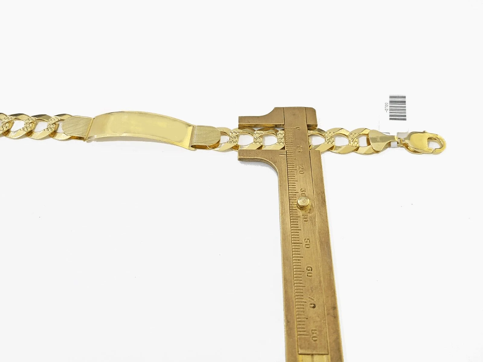 Real 10kt Yellow Gold Cuban Link ID Bracelet Unisex 9'' 13mm Unisex - Image 7