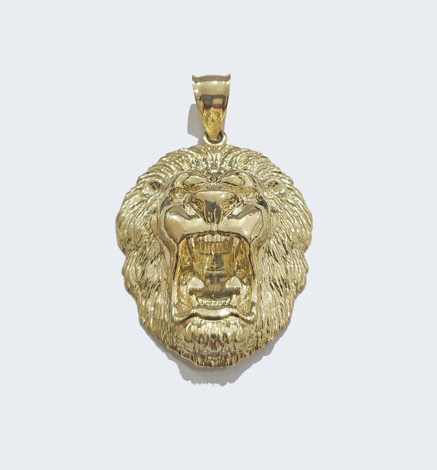 Real 10kt Yellow Gold Lion Head Pendant charm 1.5" for Necklace and chain Mens - Image 6