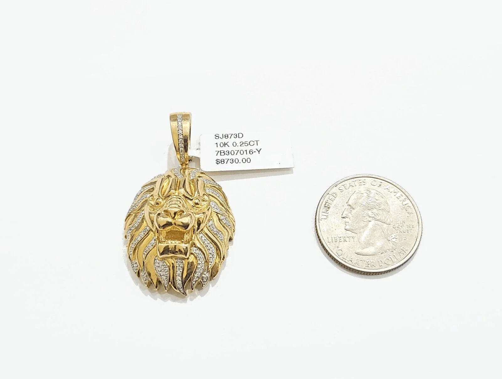 Real 10kt Yellow Gold Lion Head Pendant Diamond Charm for Necklace and Chain - Image 2