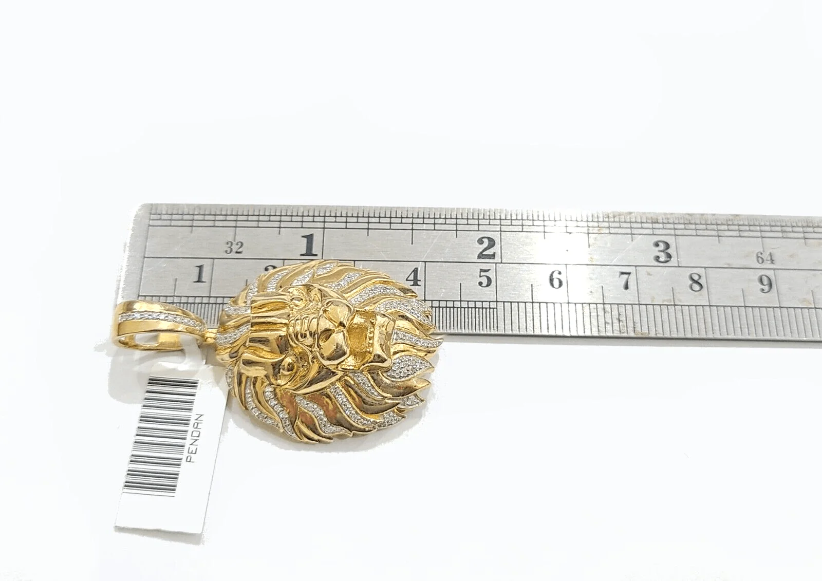 Real 10kt Yellow Gold Lion Head Pendant Diamond Charm for Necklace and Chain - Image 4