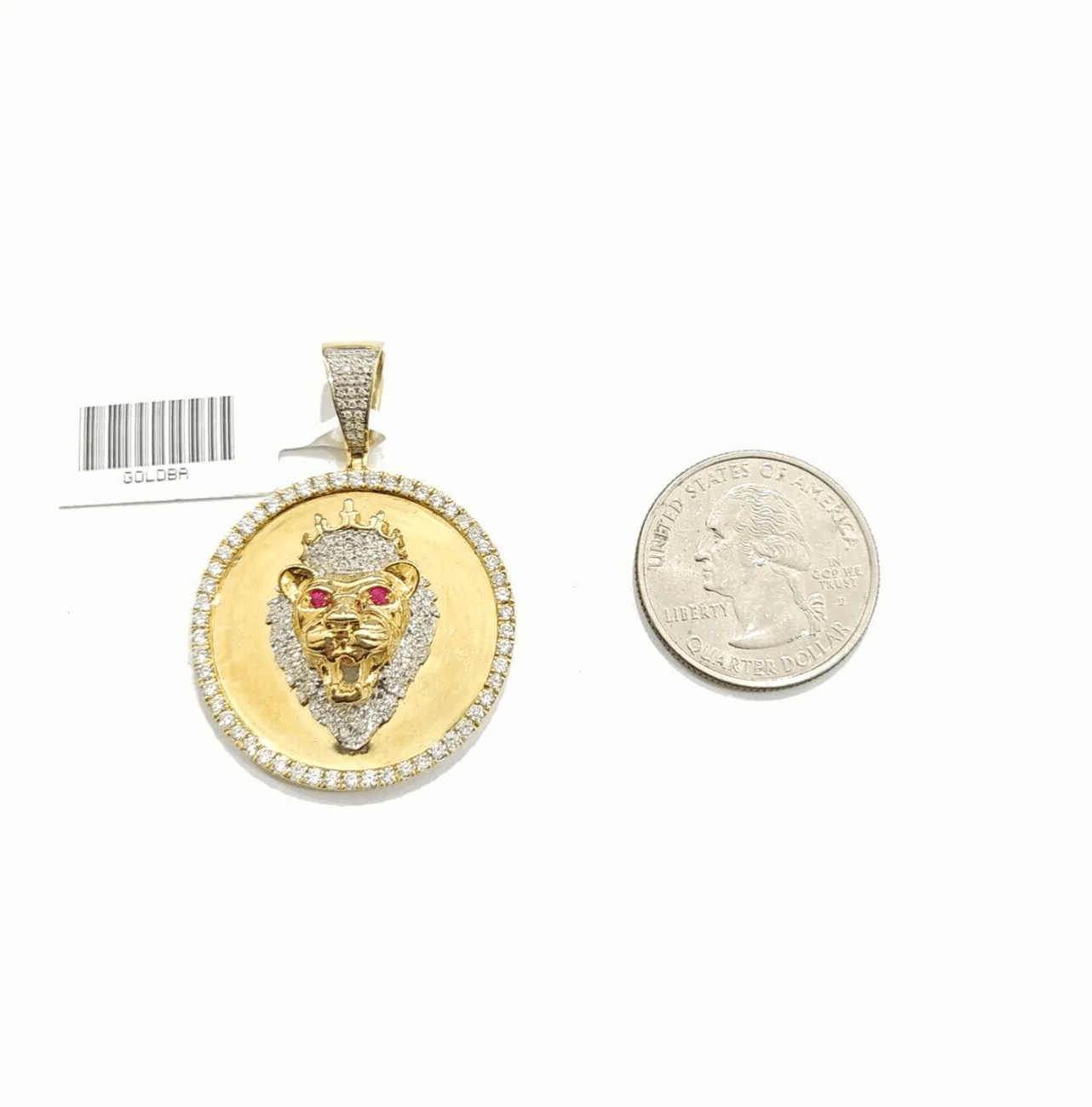 Real 10kt Yellow Gold Lion Head Pendant Diamond Charm for Necklace and Chain - Image 3
