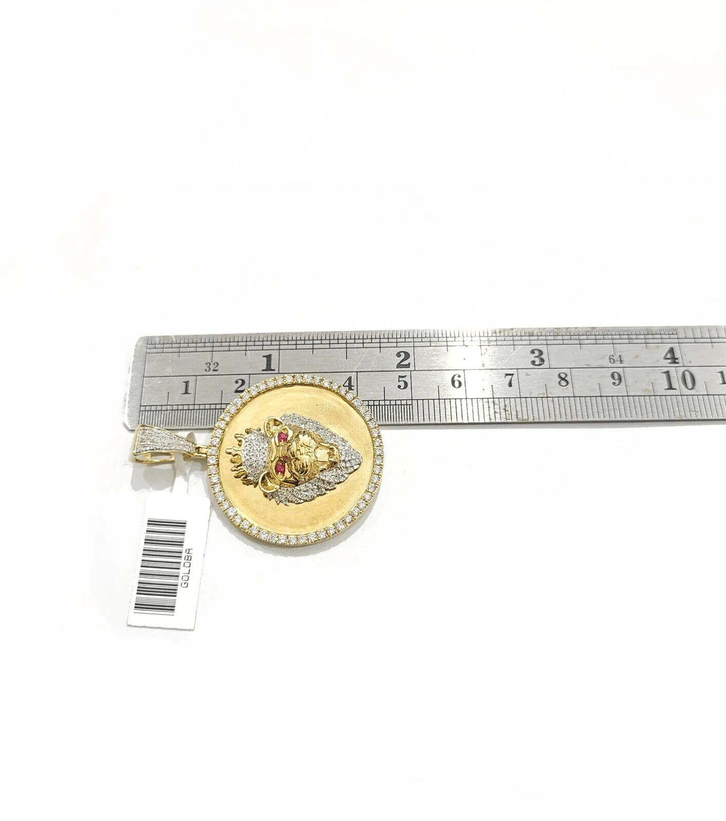 Real 10kt Yellow Gold Lion Head Pendant Diamond Charm for Necklace and Chain - Image 4