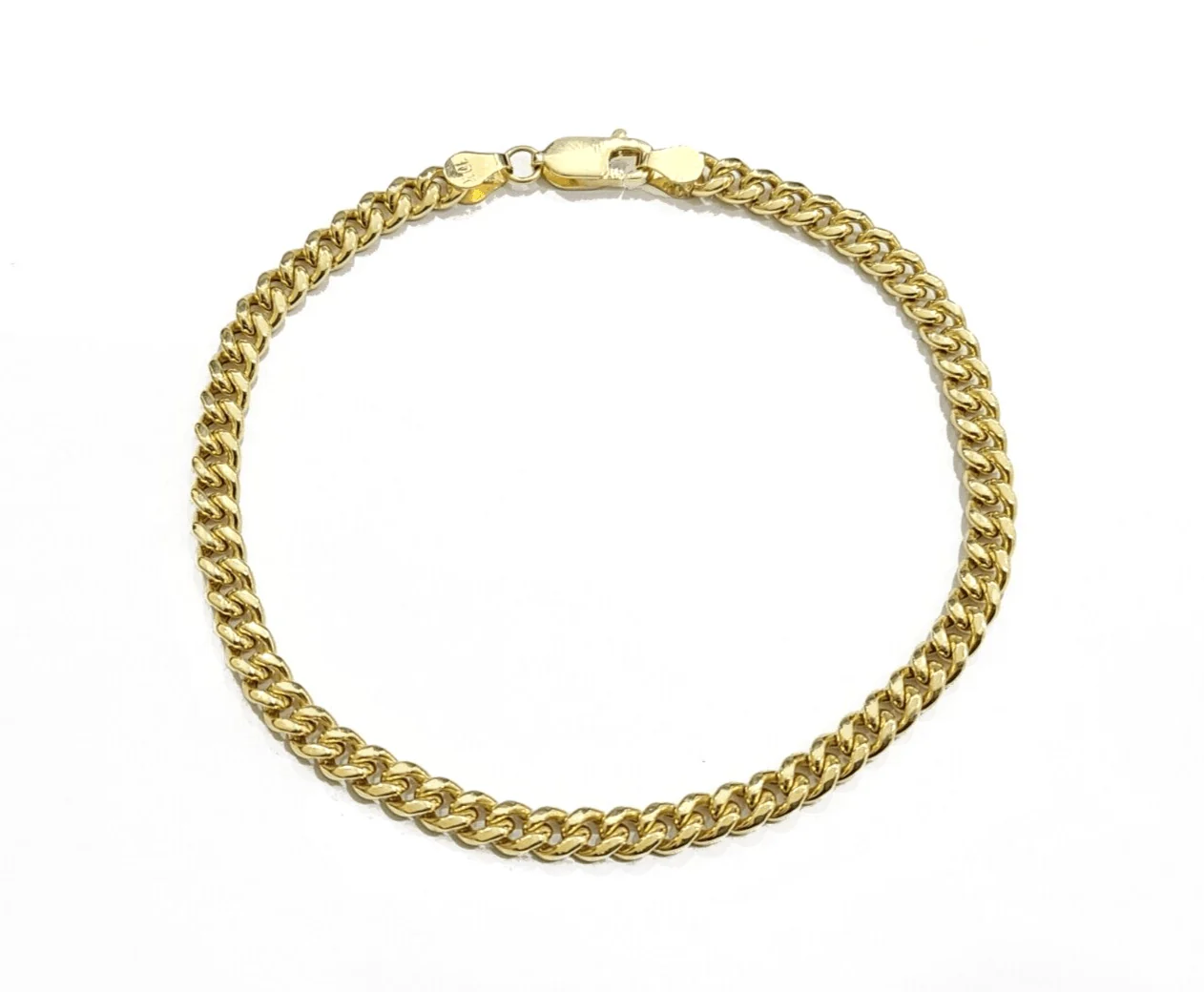 Real 10kt Yellow Gold Miami Cuban Bracelet 10k Unisex 8 Inches 4mm Lobster Lock - Image 2