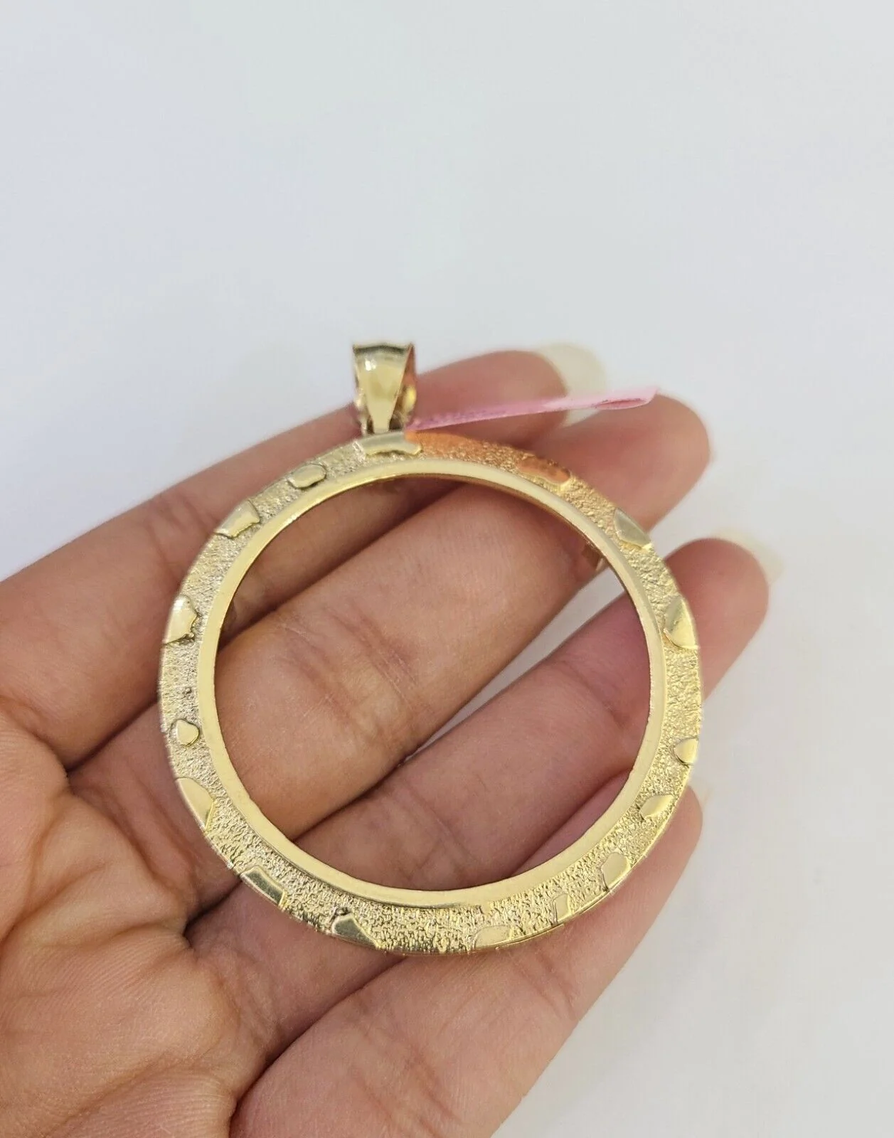 Real 14k Bezel Charm Centenario Mexican Yellow Gold Pendant Round Coin 14kt - Image 3