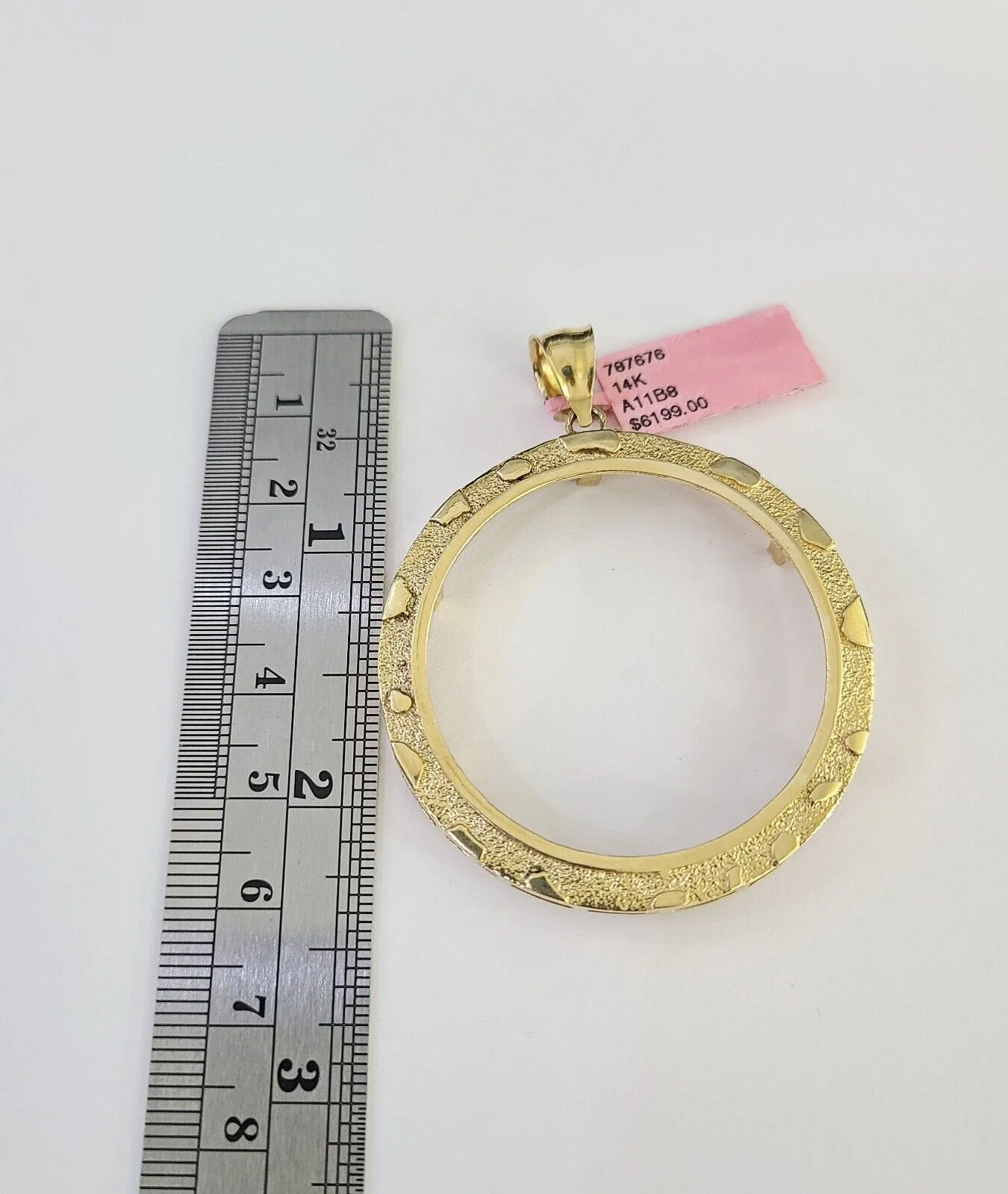 Real 14k Bezel Charm Centenario Mexican Yellow Gold Pendant Round Coin 14kt - Image 5