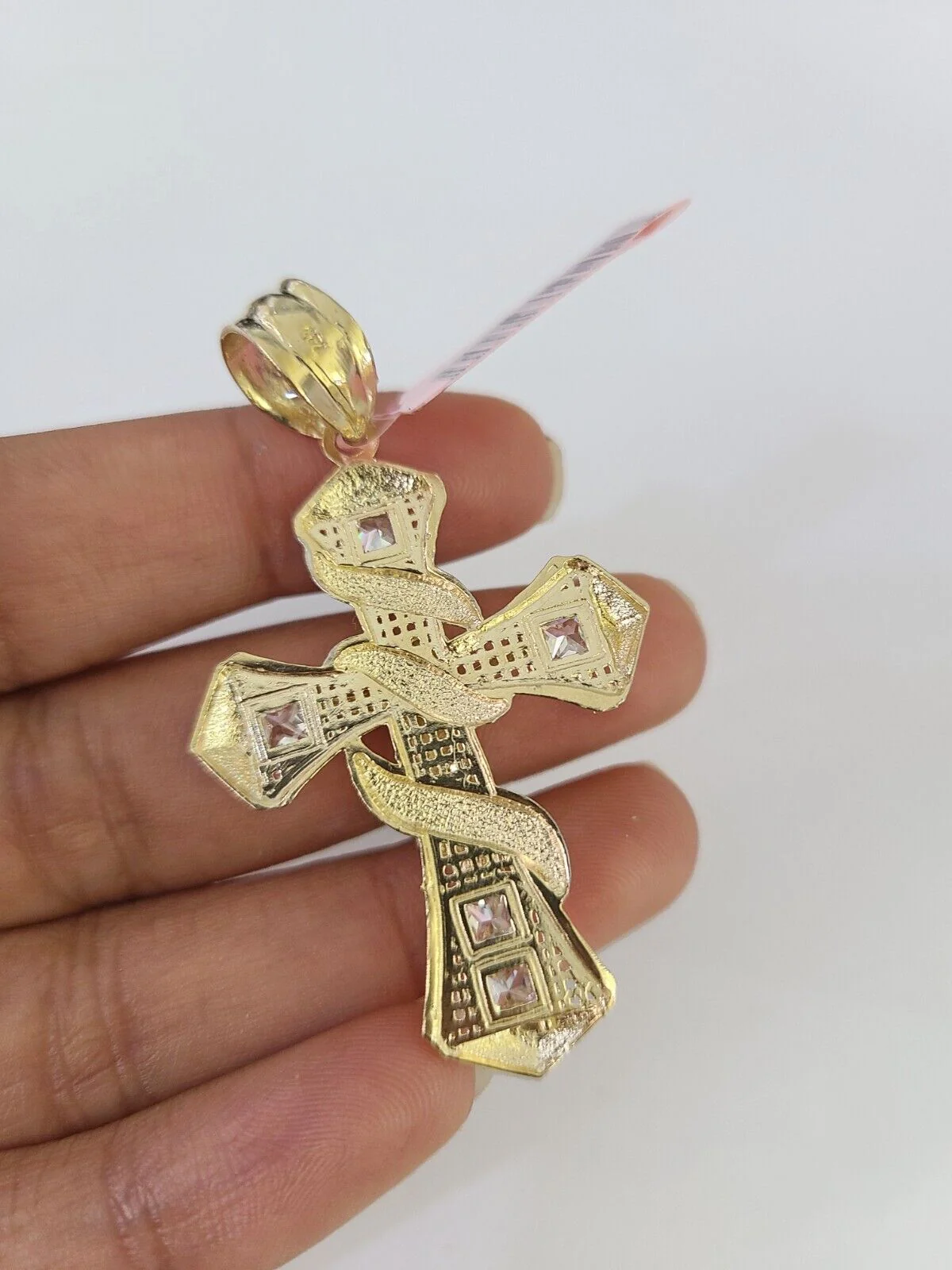 Real 14k Chain Cross Charm Set Miami Cuban Link 4mm Necklace Pendant 20" - Image 7