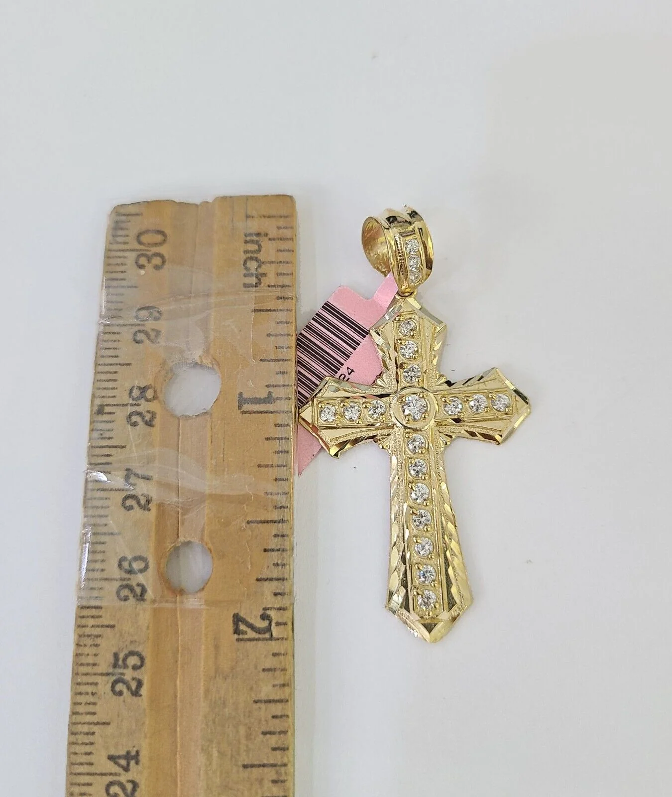 Real 14k Chain Cross Charm Set Miami Cuban Link 4mm Necklace Pendant Yellow Gold - Image 4