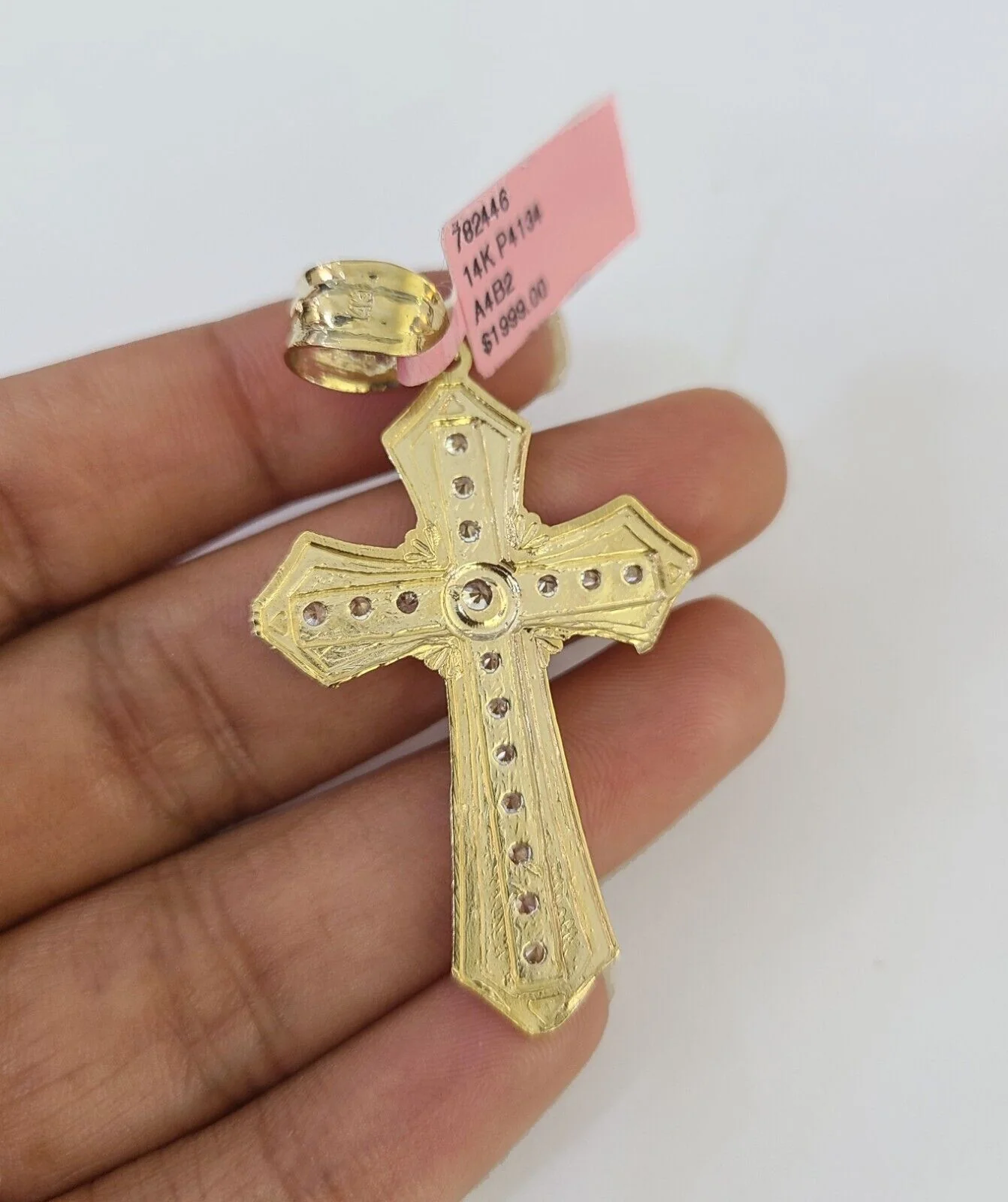 Real 14k Chain Cross Charm Set Miami Cuban Link 4mm Necklace Pendant Yellow Gold - Image 7