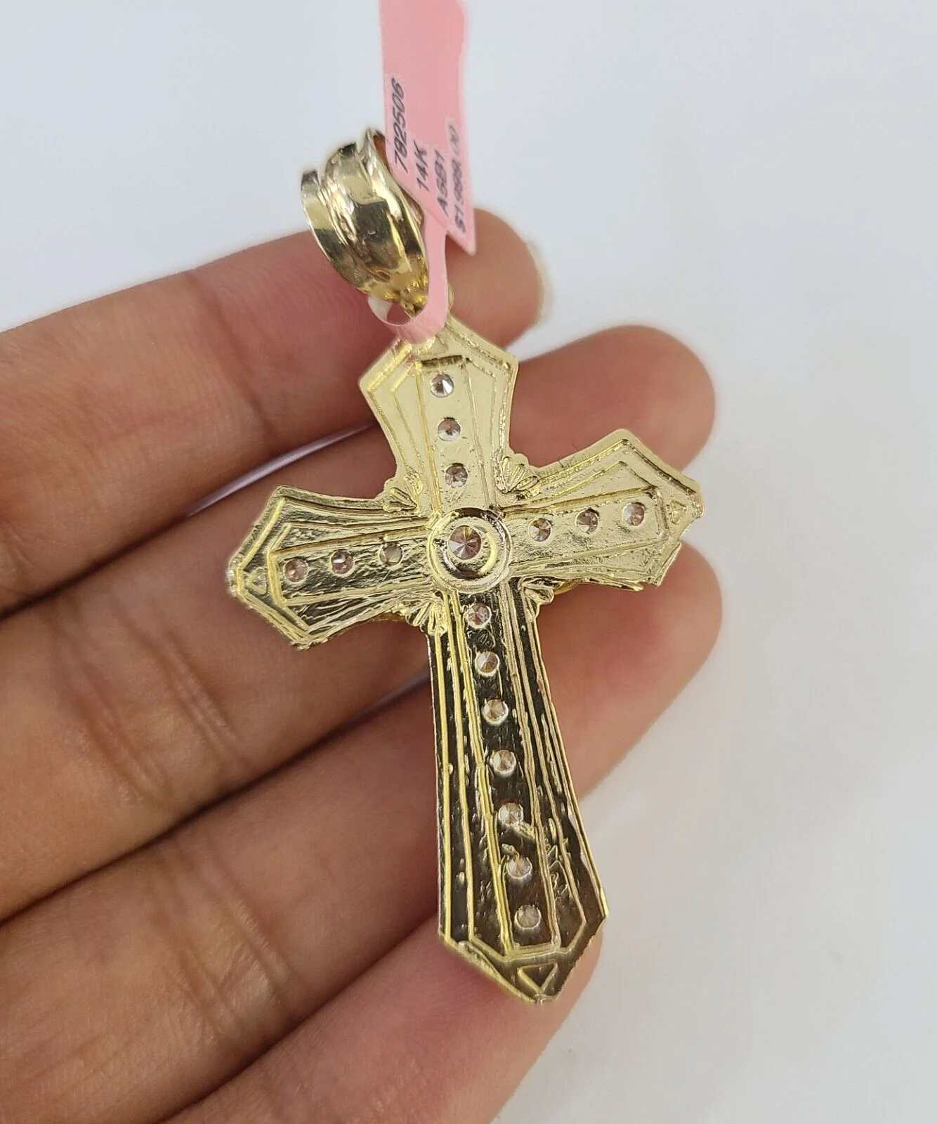 Real 14k Chain Cross Charm Set Miami Cuban Link 4mm Necklace Pendant Yellow Gold - Image 7