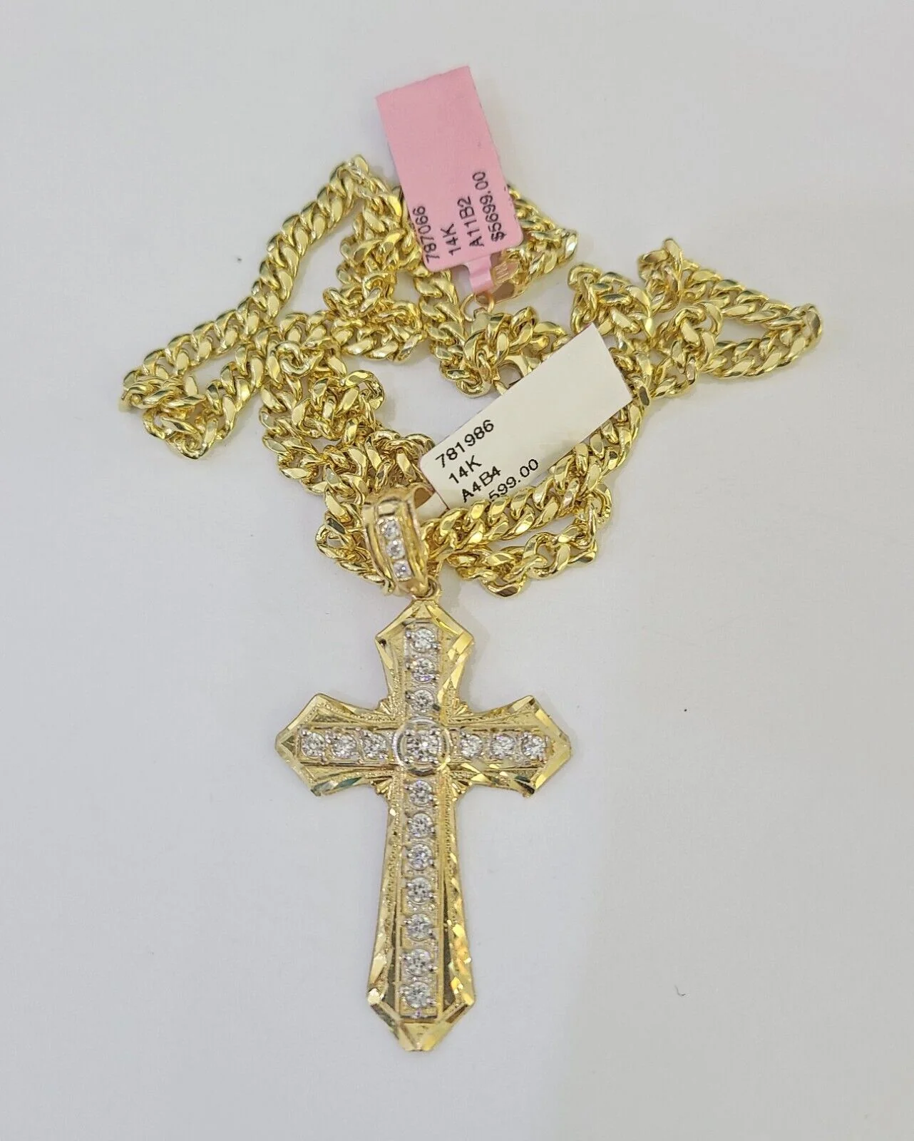 Real 14k Chain Cross Charm Set Miami Cuban Link 5mm 18"-30" Necklace Pendant - Image 6