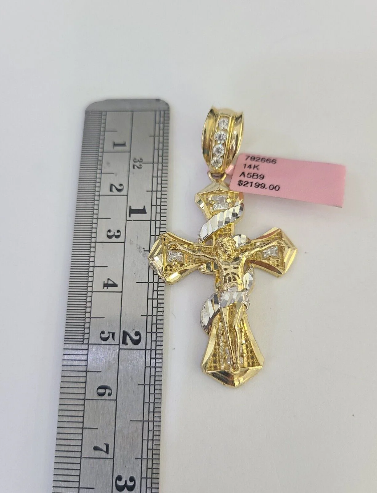 Real 14k Chain Cross Charm Set Miami Cuban Link 5mm 18"-30" Necklace Pendant - Image 2