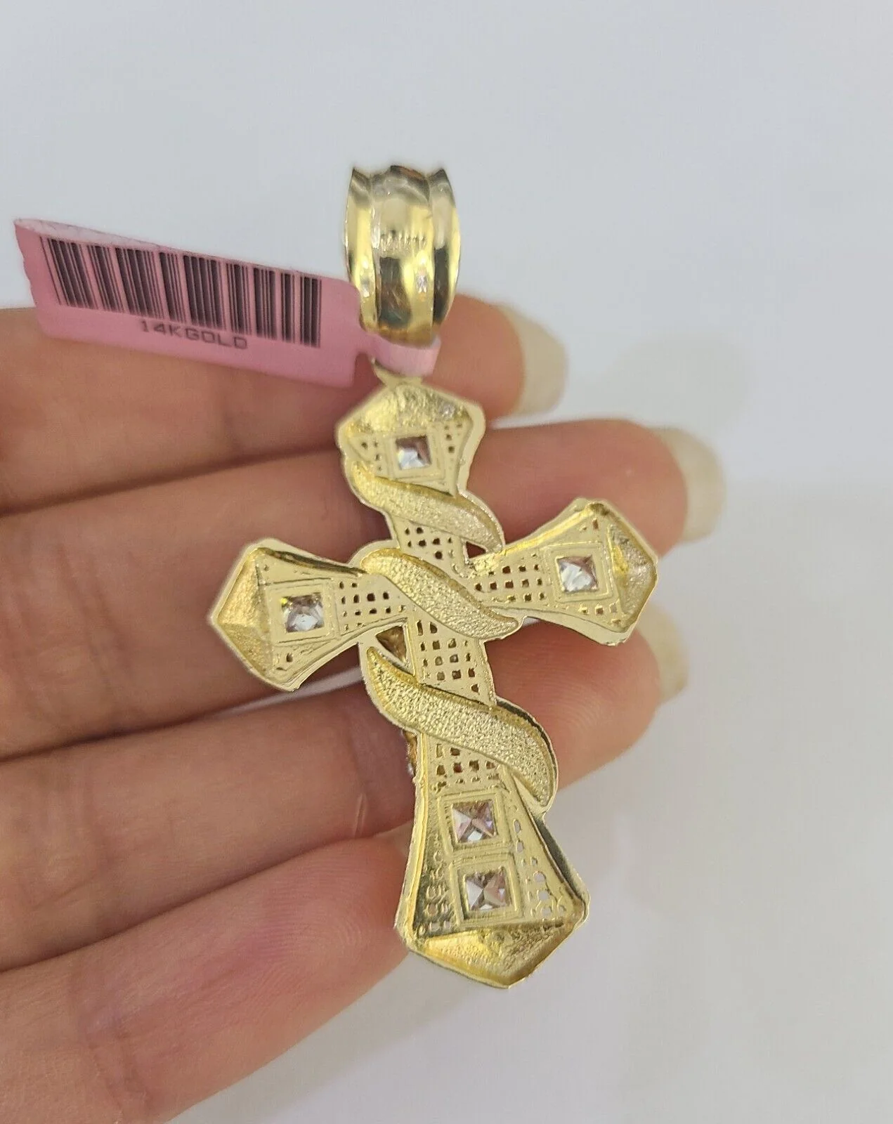 Real 14k Chain Cross Charm Set Miami Cuban Link 5mm 18"-30" Necklace Pendant - Image 7