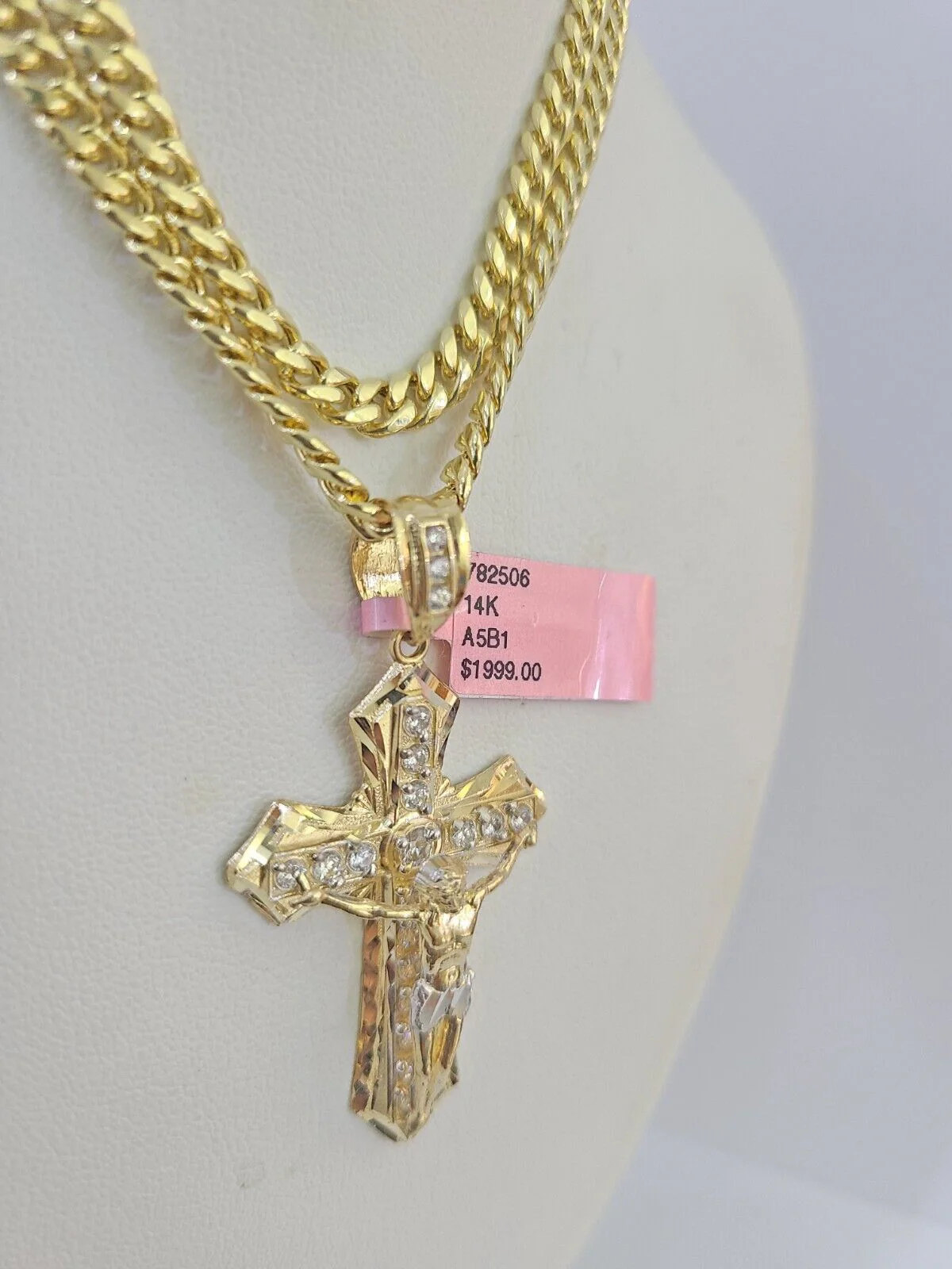 Real 14k Chain Cross Charm Set Miami Cuban Link 5mm 18"-30" Necklace Pendant - Image 6