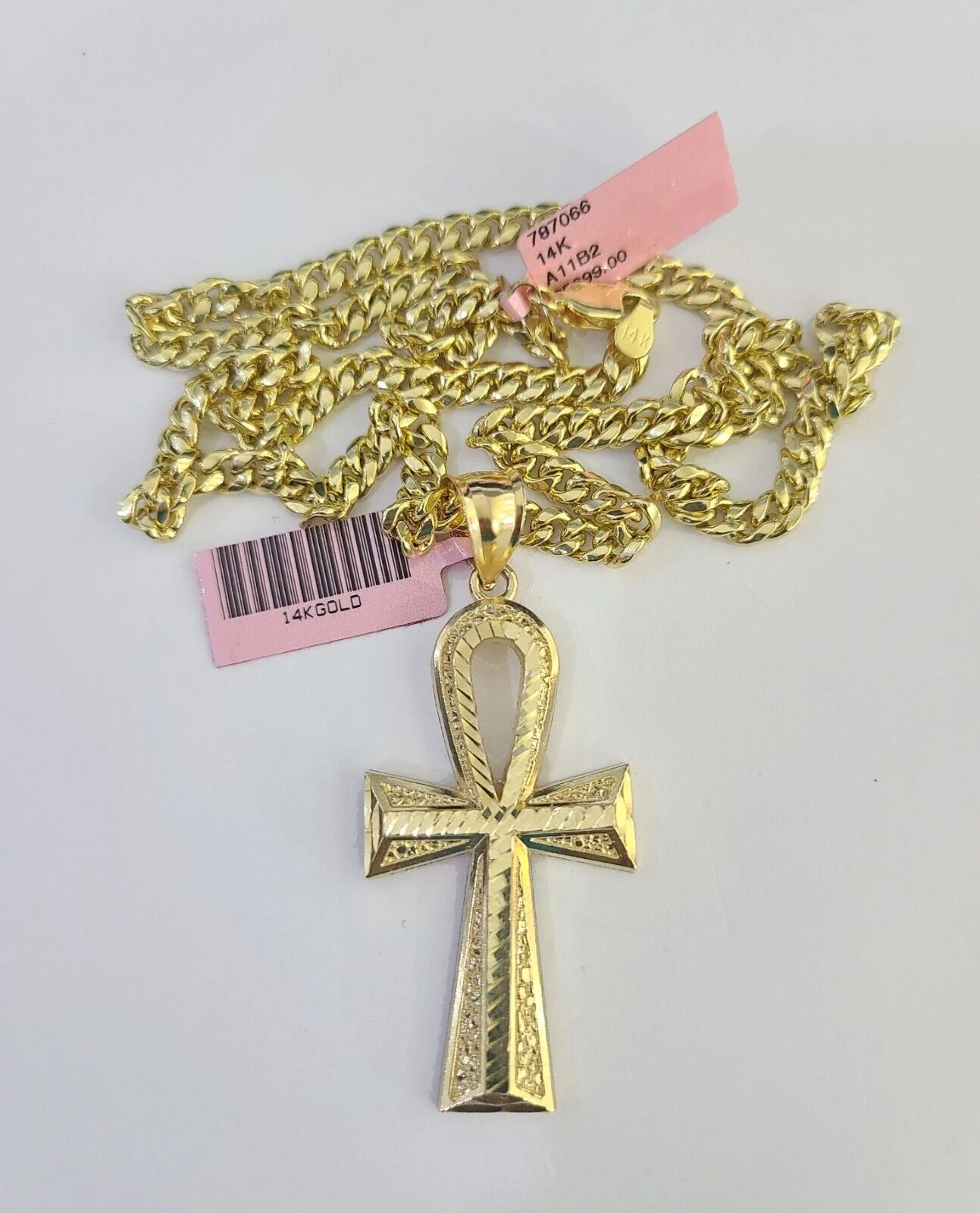 Real 14k Chain Cross Charm Set Miami Cuban Link 5mm 18"-30" Necklace Pendant - Image 5