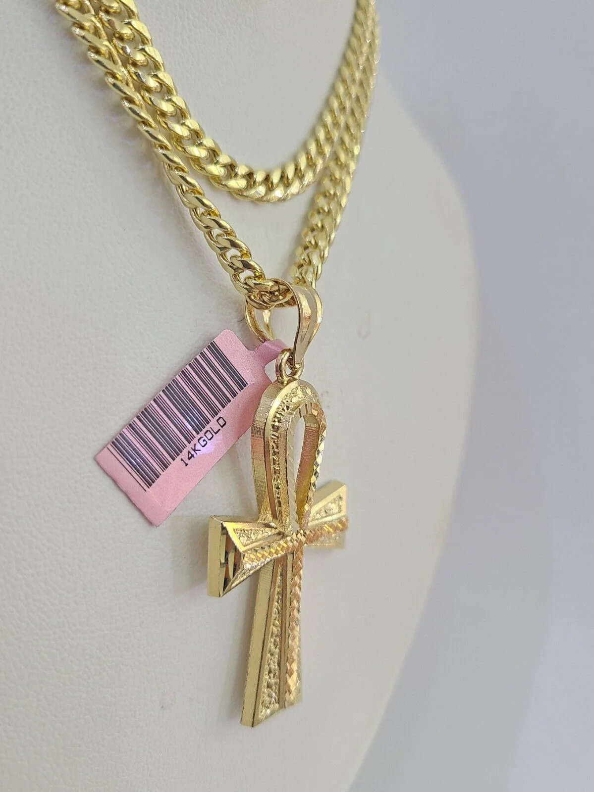 Real 14k Chain Cross Charm Set Miami Cuban Link 5mm 18"-30" Necklace Pendant - Image 6