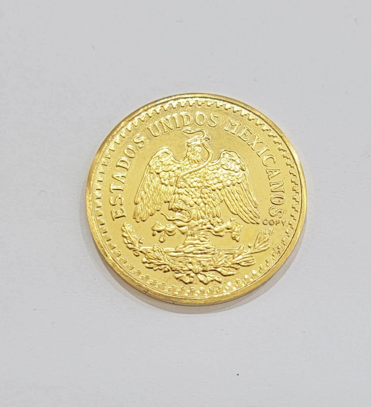 REAL 14K Coin 1947 Mexican Centenaro 50 Gold Pesos Copy Solid 14kt Yellow Gold - Image 4