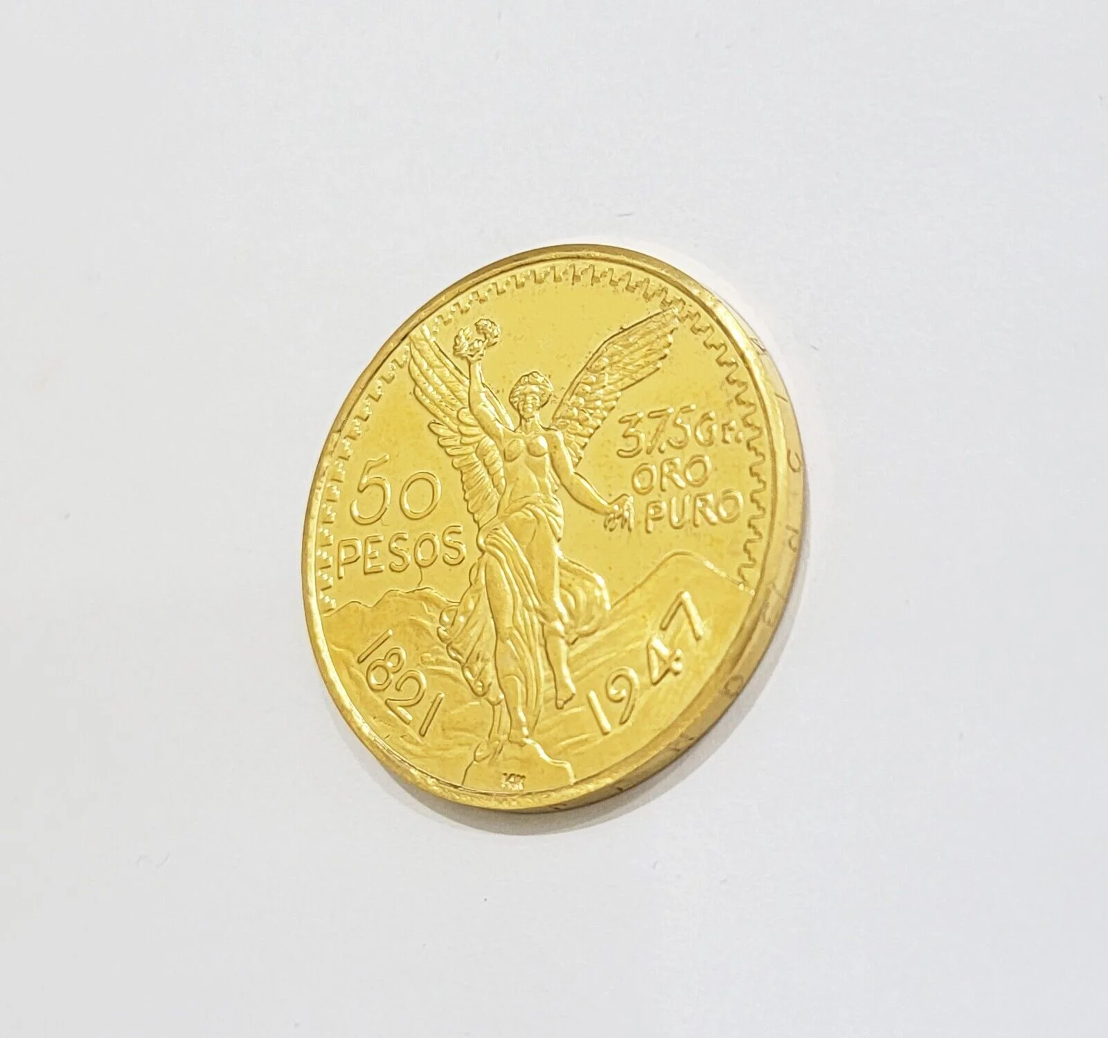REAL 14K Coin 1947 Mexican Centenaro 50 Gold Pesos Copy Solid 14kt Yellow Gold - Image 6