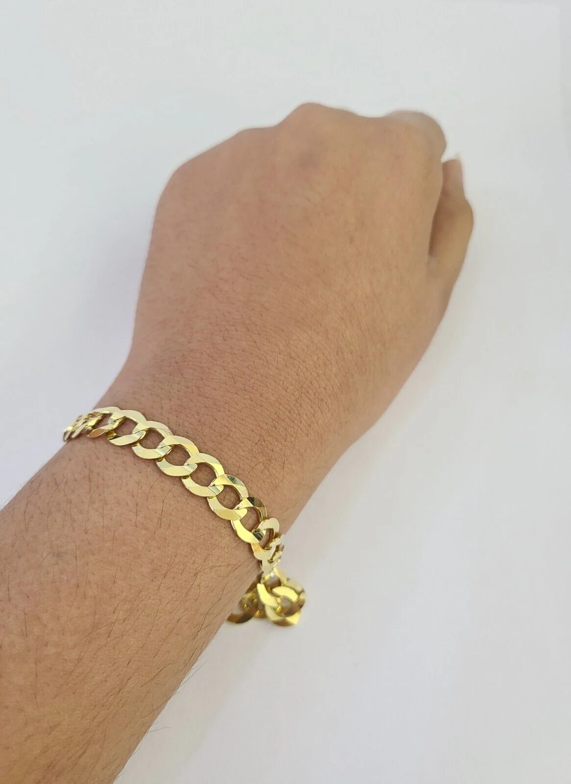 Real 14k Cuban Curb Bracelet 8mm 9Inch Solid Yellow Gold 14KT