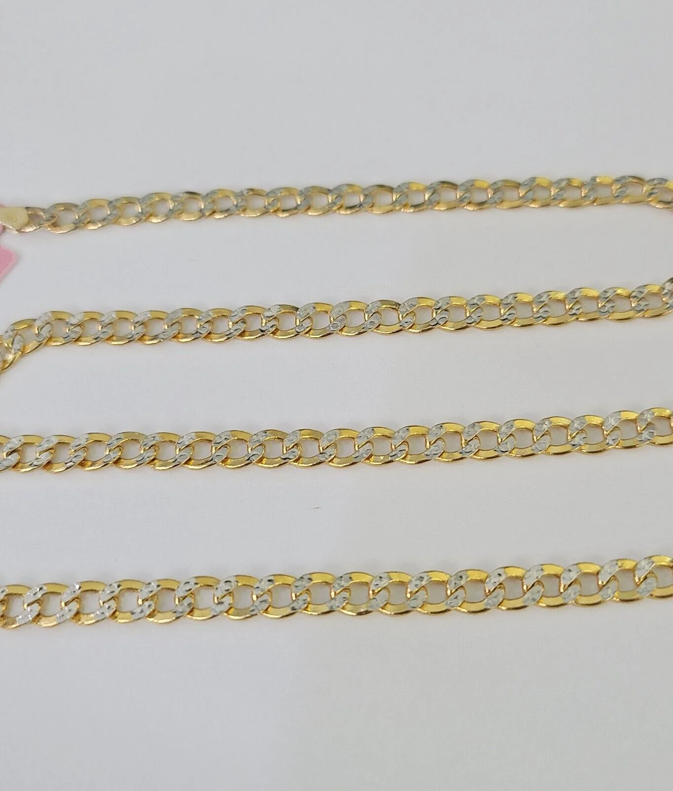 REAL 14k Cuban Curb Link Necklace Chain 4mm 16 inches Diamond Cuts 14kt - Image 4