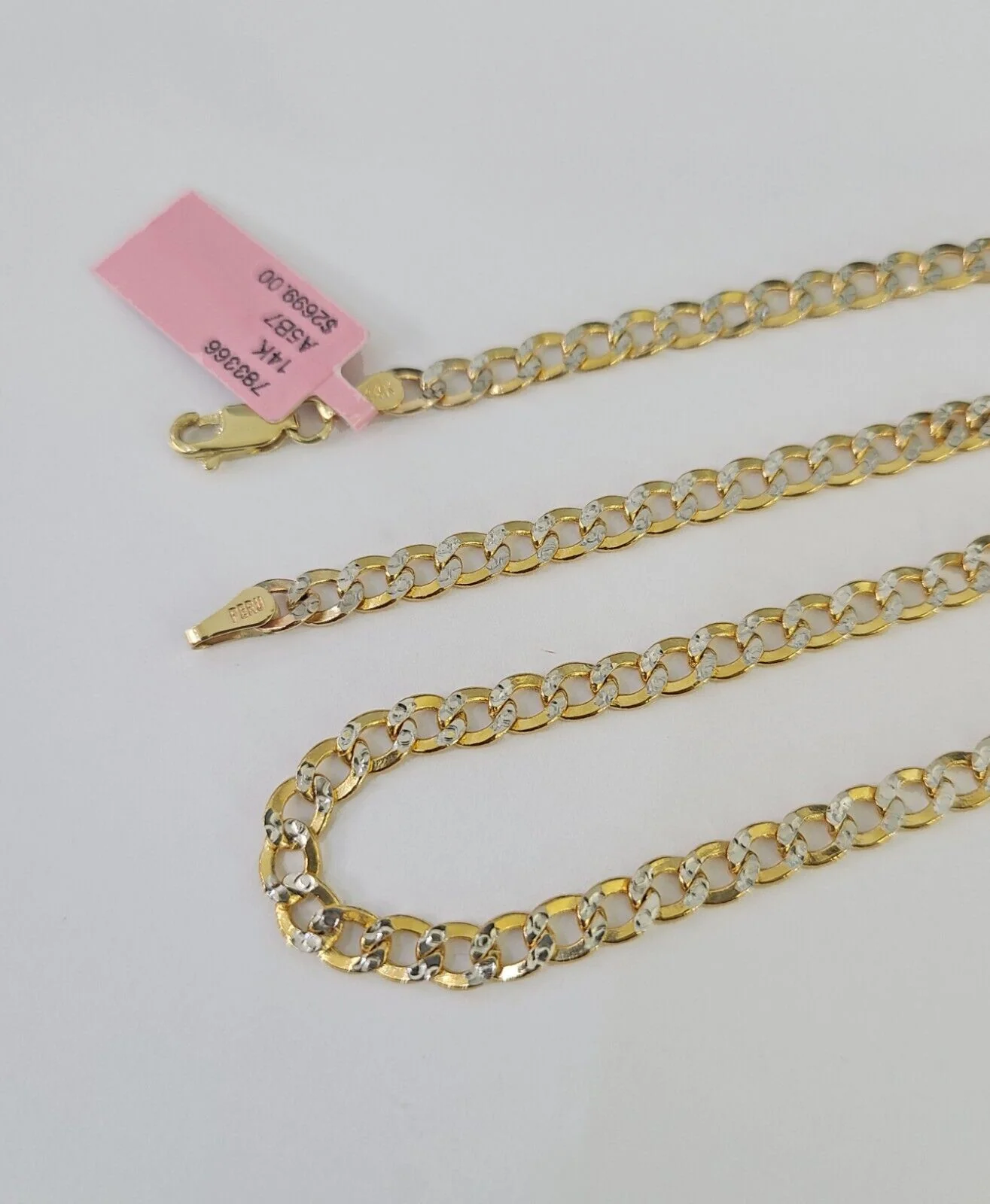 REAL 14k Cuban Curb Link Necklace Chain 4mm 16 inches Diamond Cuts 14kt - Image 5