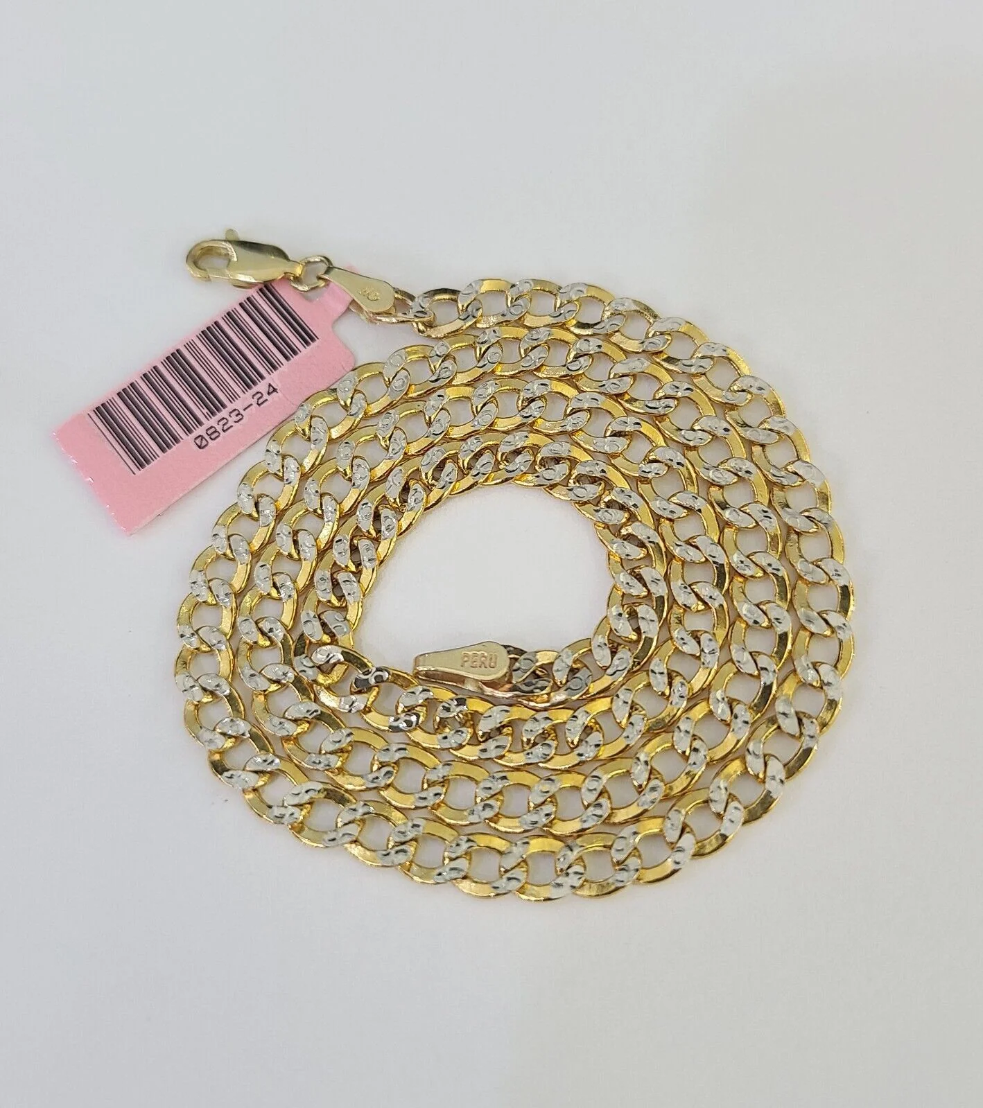 REAL 14k Cuban Curb Link Necklace Chain 4mm 16 inches Diamond Cuts 14kt - Image 7