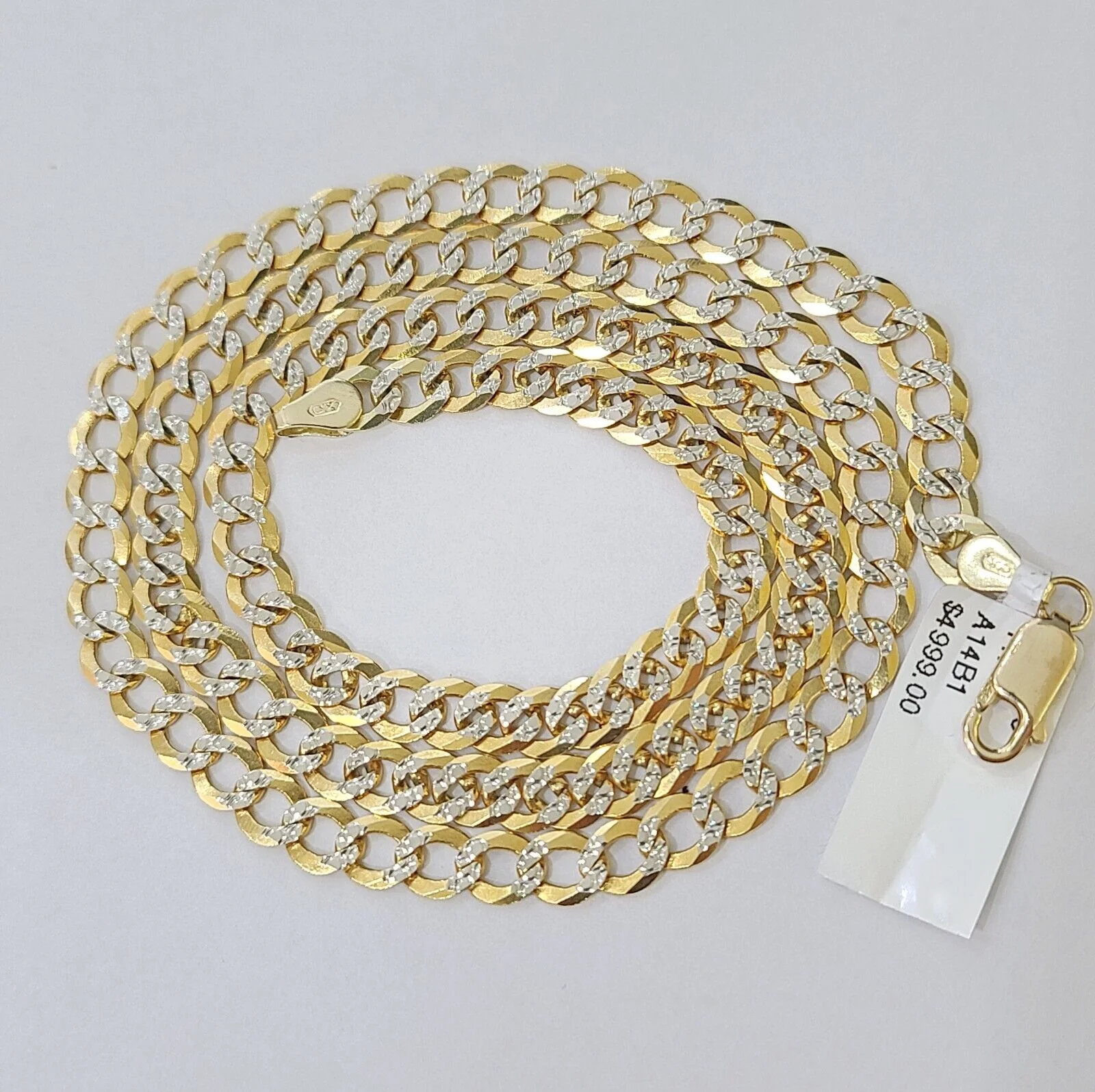 REAL 14k Cuban Curb Link necklace with Diamond Cuts 22 inches 6mm 14kt - Image 5
