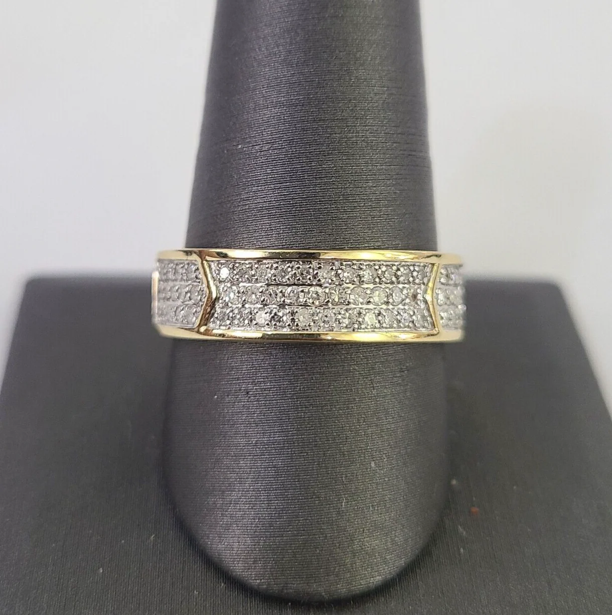 Real 14k Diamond Mens Ring Band Yellow Gold Casual Genuine Natural Wedding - Image 2