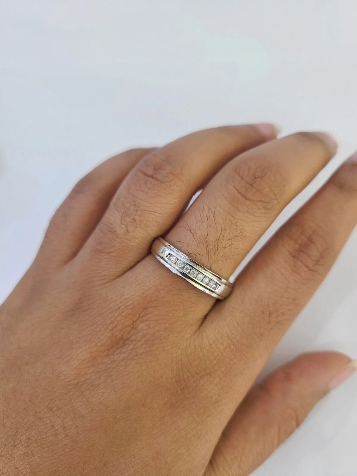 REAL 14k Diamond Ring White Gold Ladies Men Trio SET Wedding Engagement Genuine - Image 3